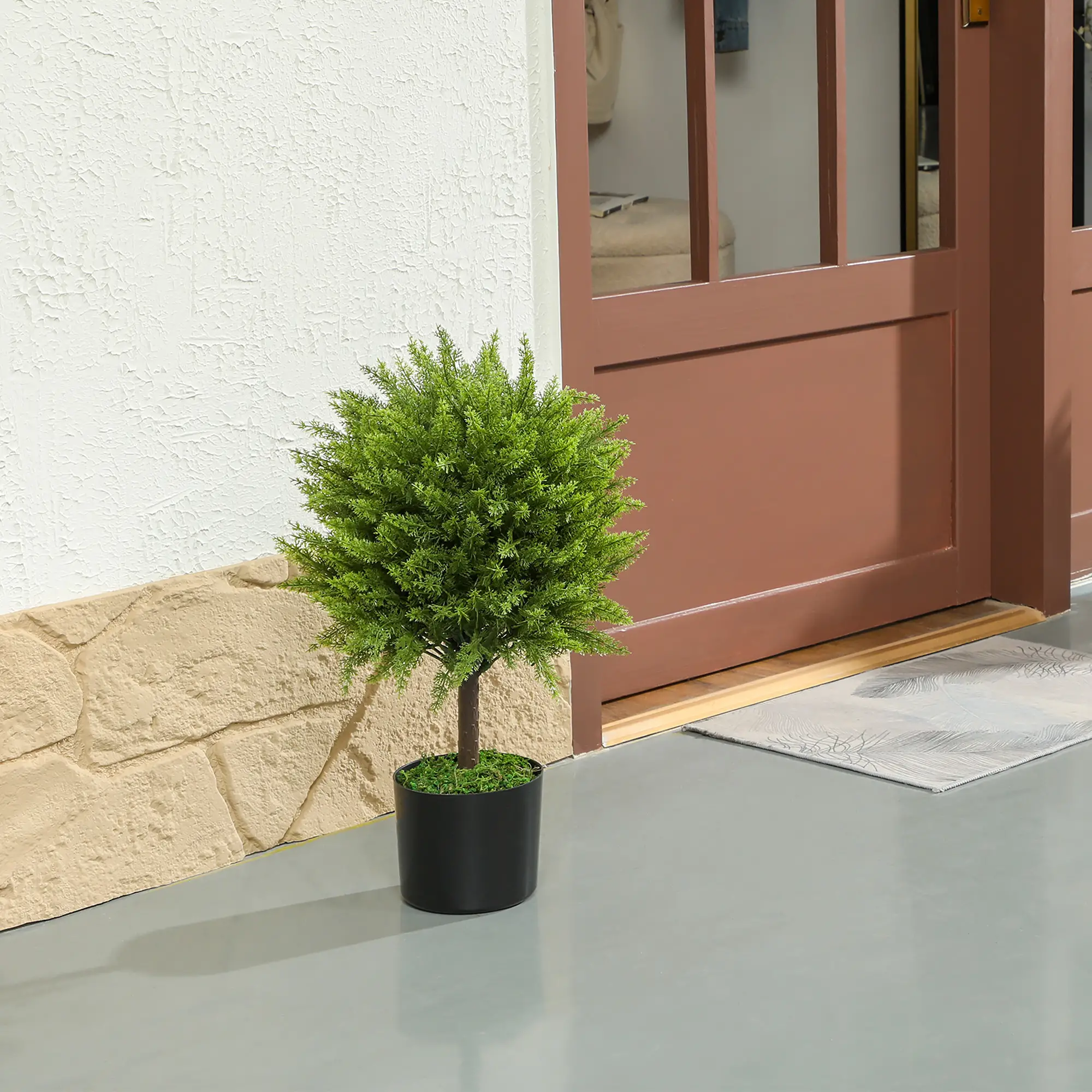 Artificial Cedar Topiary Trees In Pots, Indoor Outdoor Decor, Green - Image 9