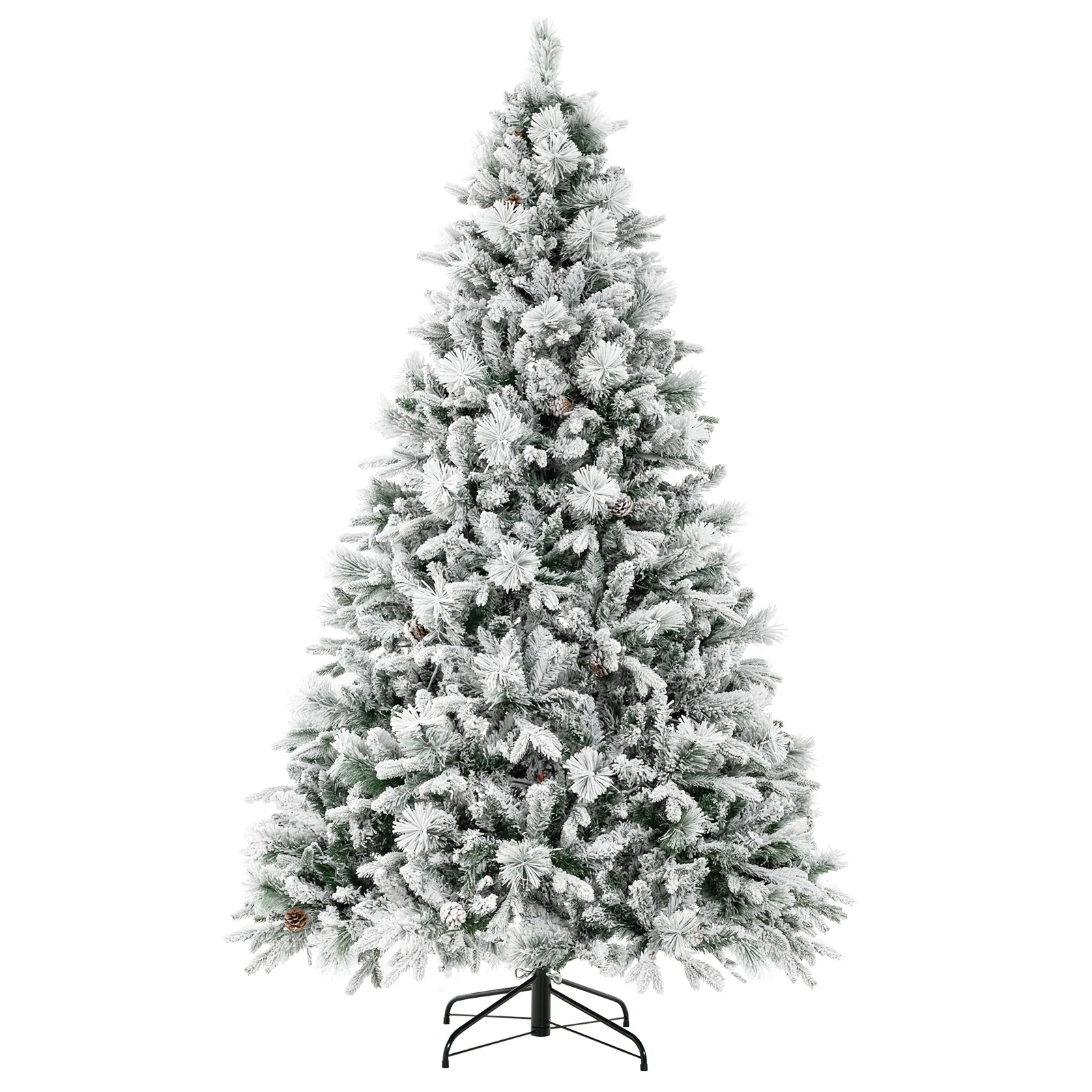 Artificial Christmas Tree With Pine Needles, LED Lights, 7 Ft, Green
