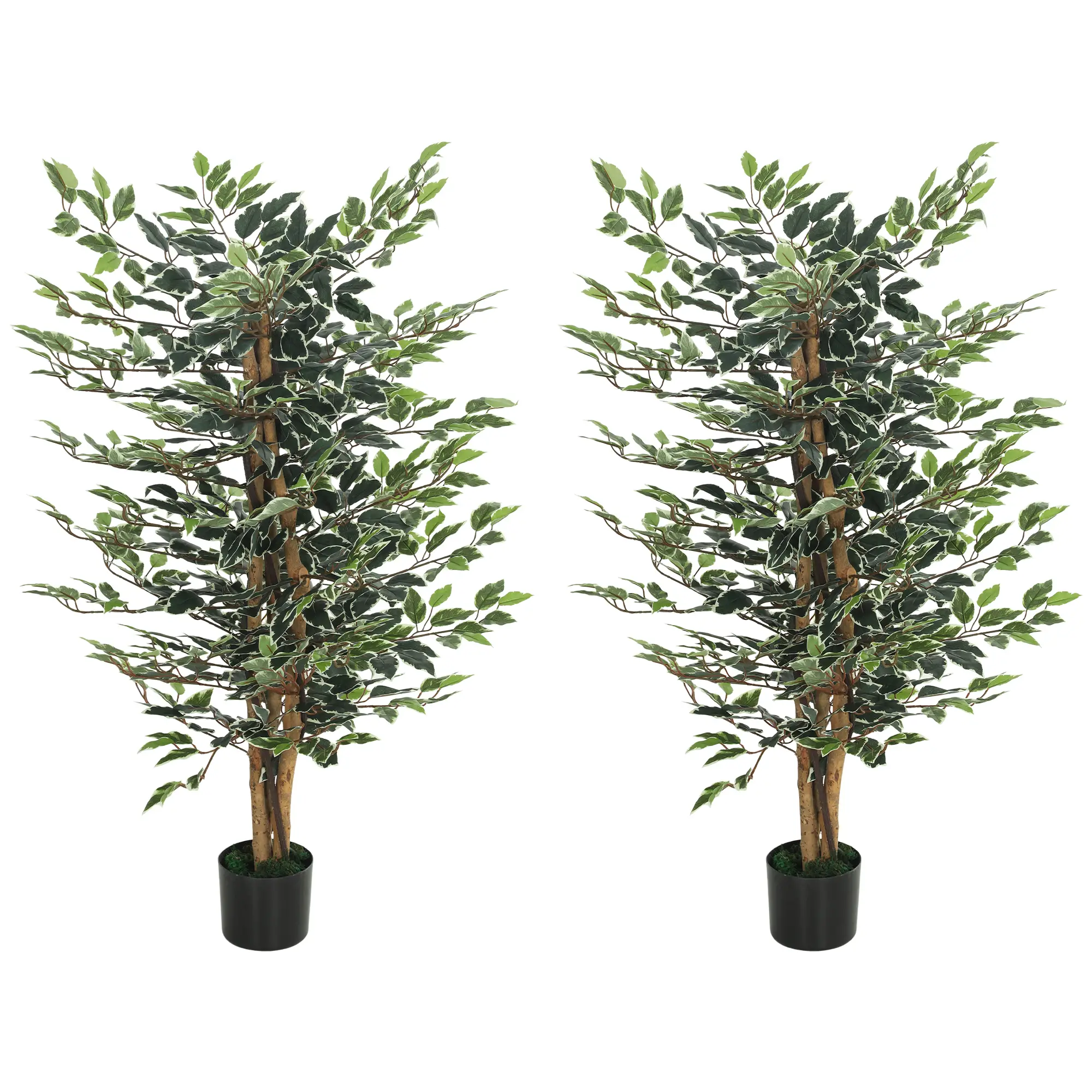 Artificial Ficus Tree With Leaves, Faux Plant In Nursery Pot