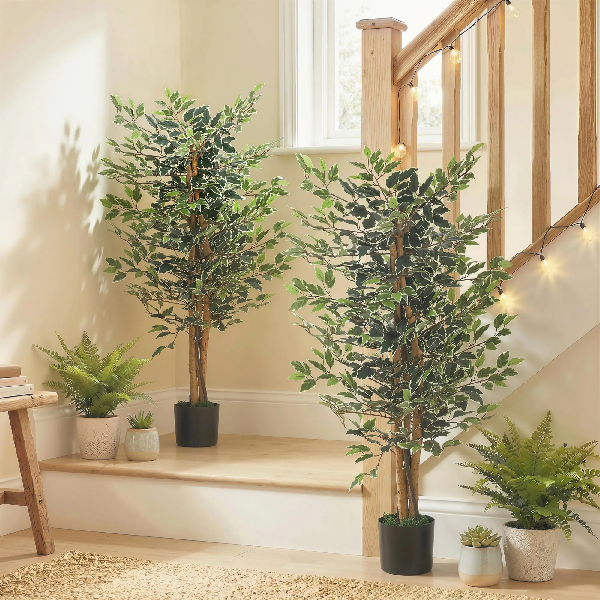 Artificial Ficus Tree With Leaves, Faux Plant In Nursery Pot - Image 2