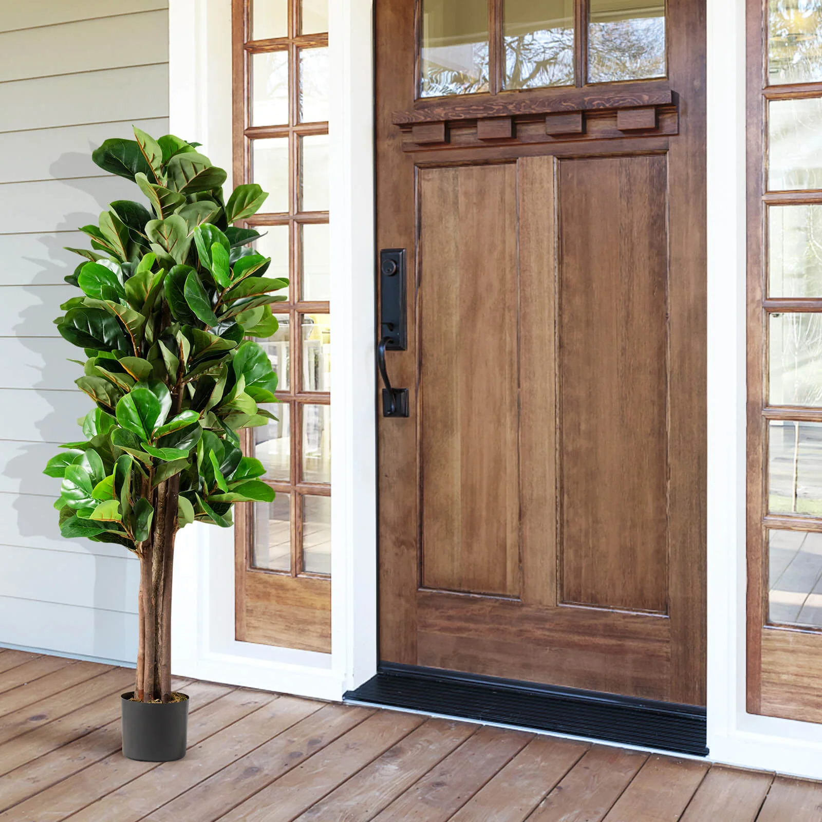 Artificial Fiddle Leaf Fig Tree, 5 Feet, Green - Image 7