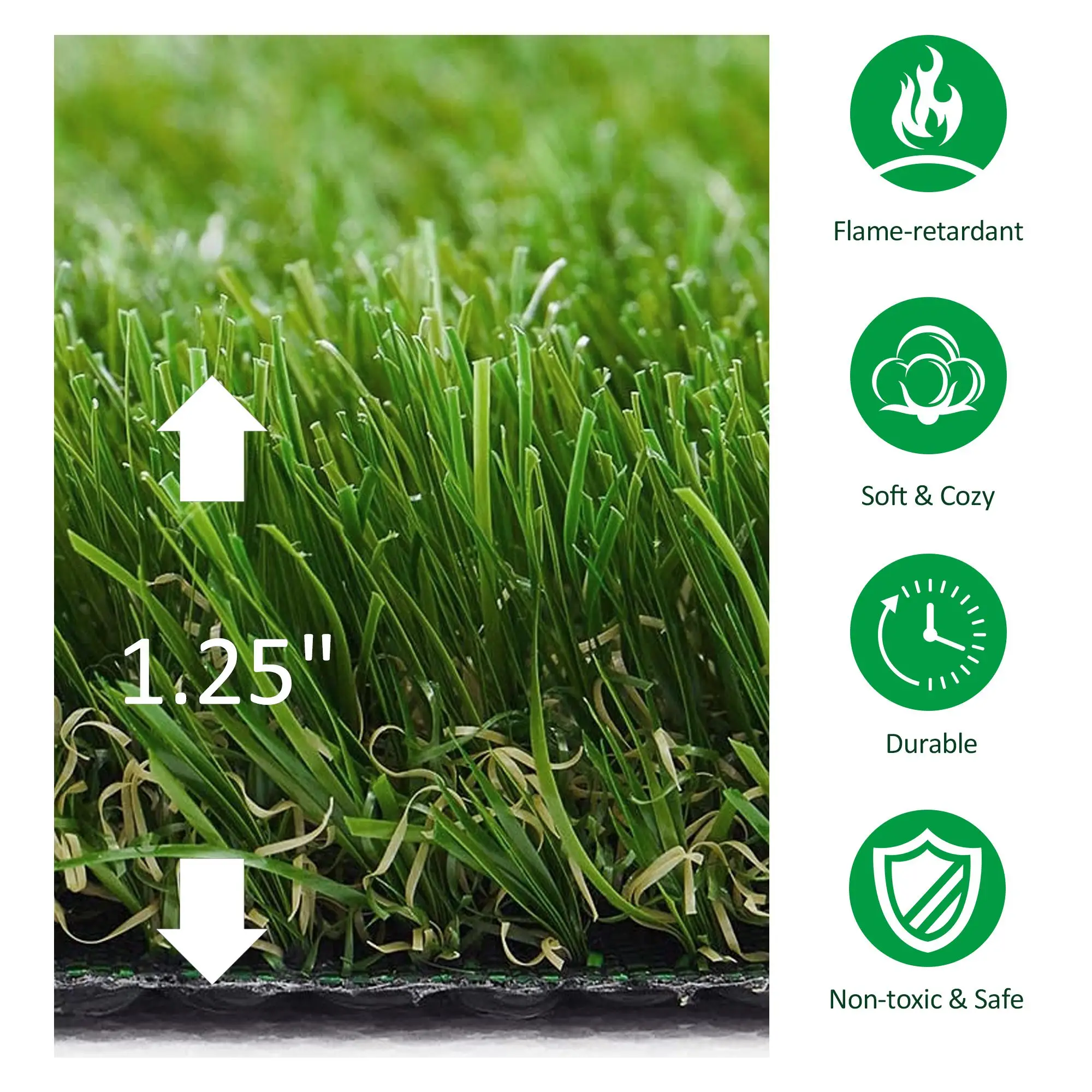 Artificial Grass 10' x 3', UV Protection, Drain Holes, Green - Image 6