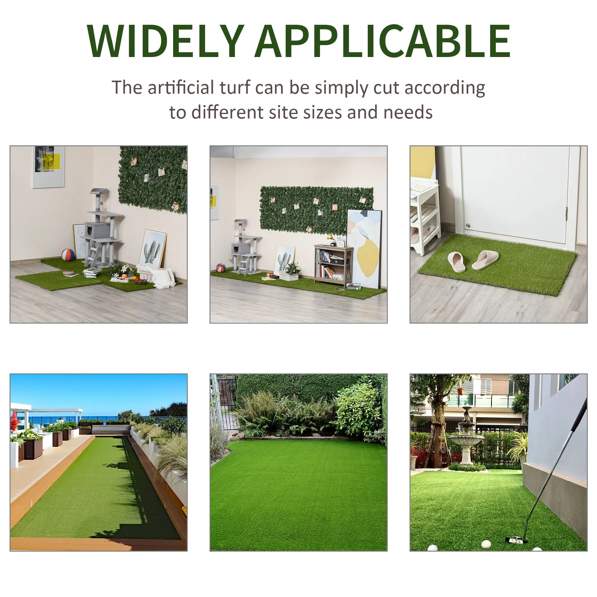 Artificial Grass 10' x 3', UV Protection, Drain Holes, Green - Image 7