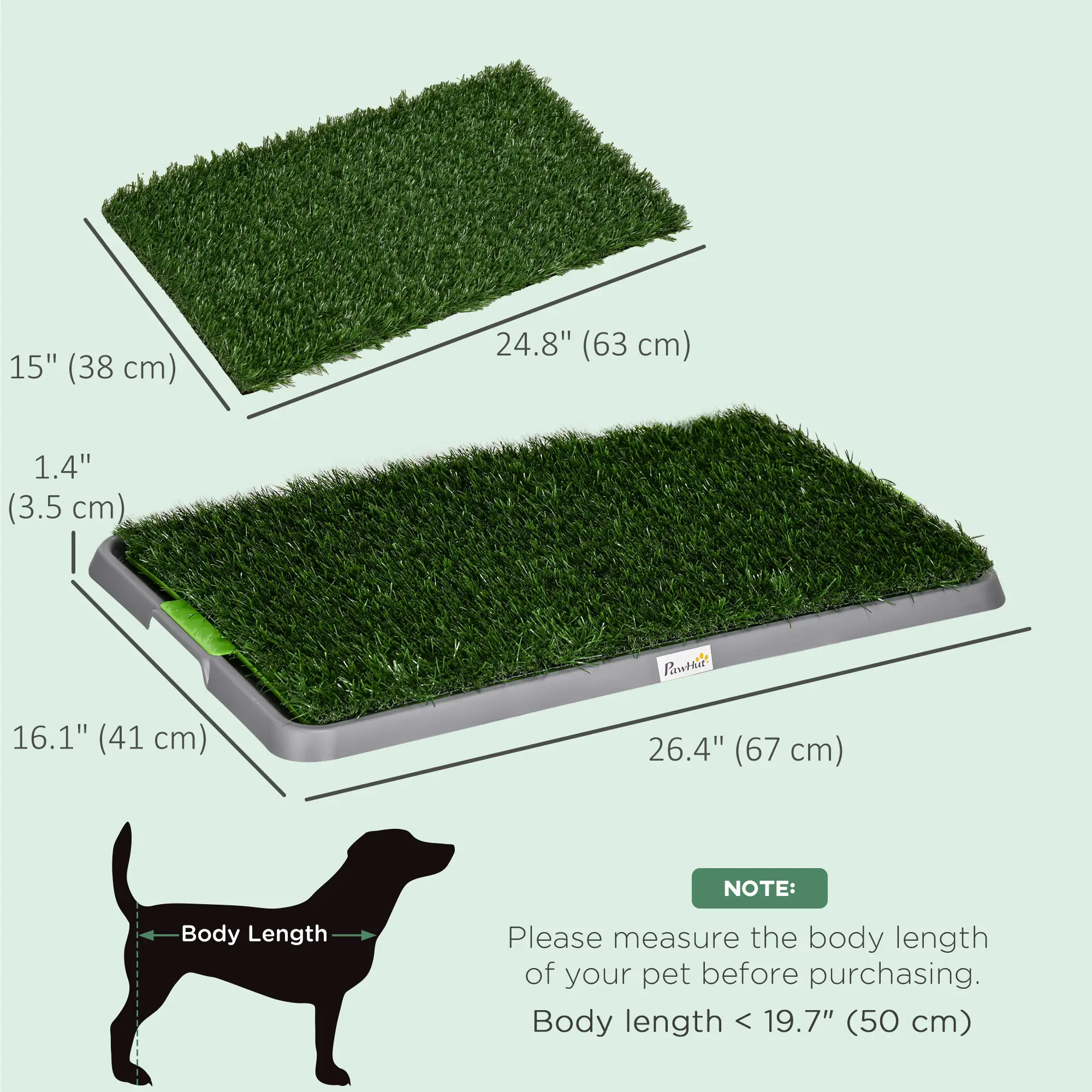 Artificial Grass Dog Pee Pad, 26" x 16", Green - Image 3