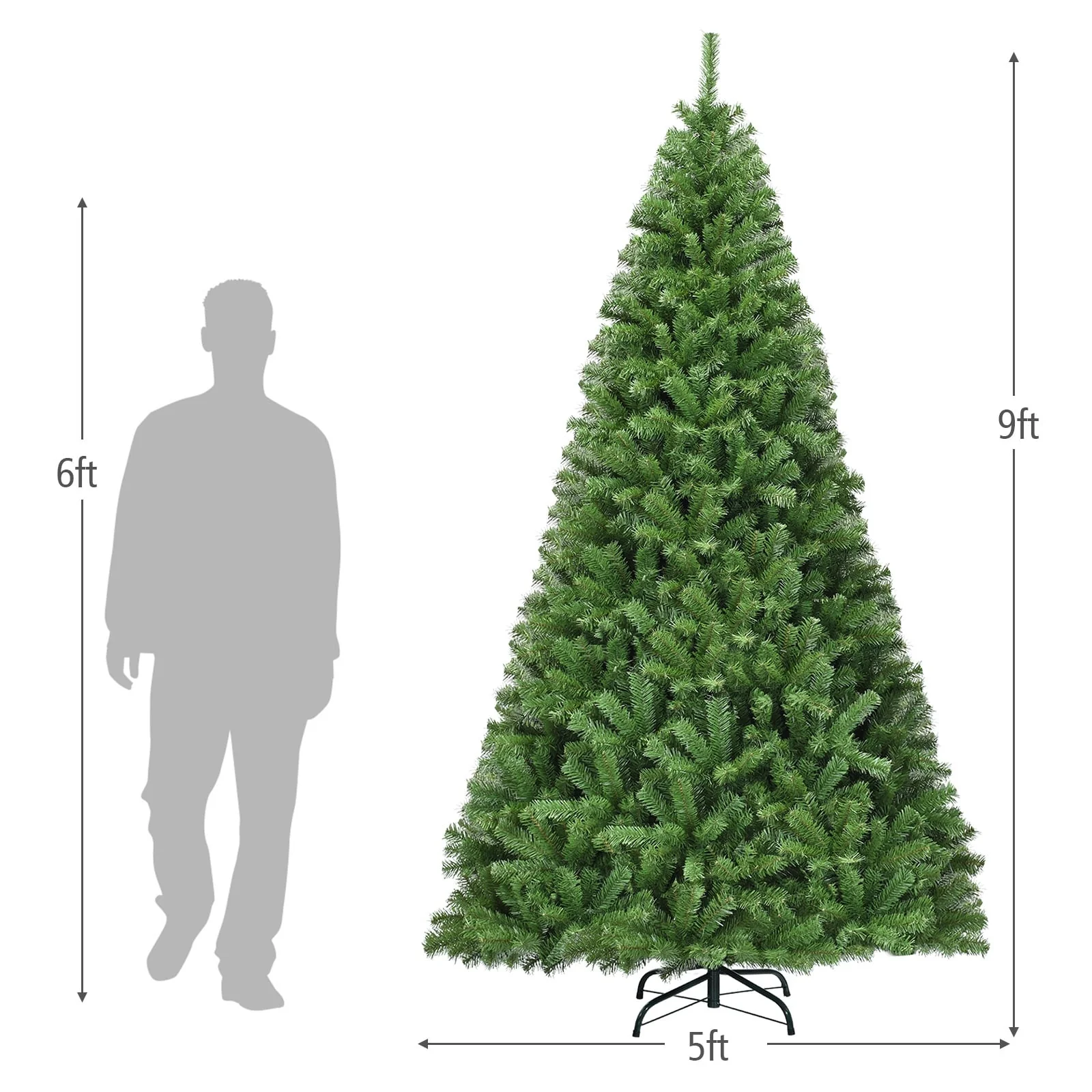 Artificial Hinged PVC Christmas Tree, 9 ft, Green - Image 5