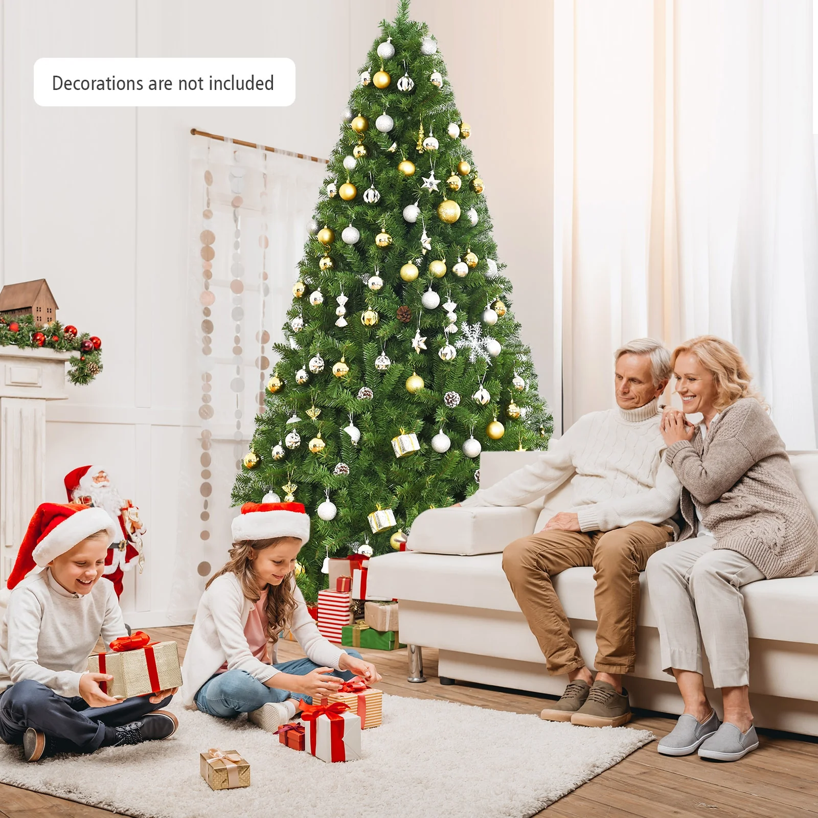 Artificial Hinged PVC Christmas Tree, 9 ft, Green - Image 8