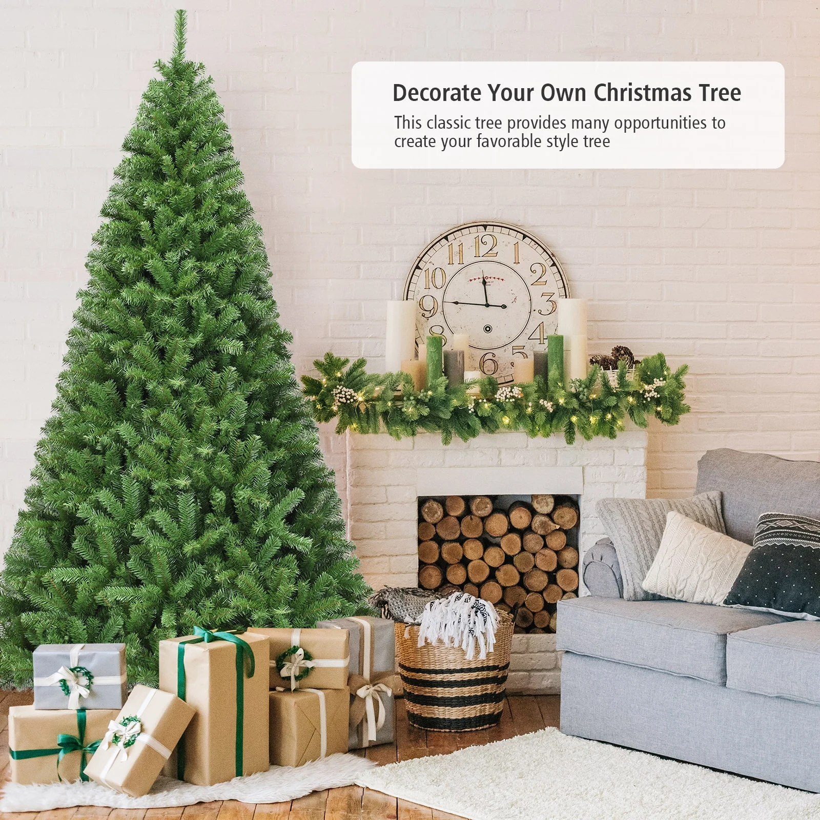 Artificial Hinged PVC Christmas Tree, 9 ft, Green - Image 9