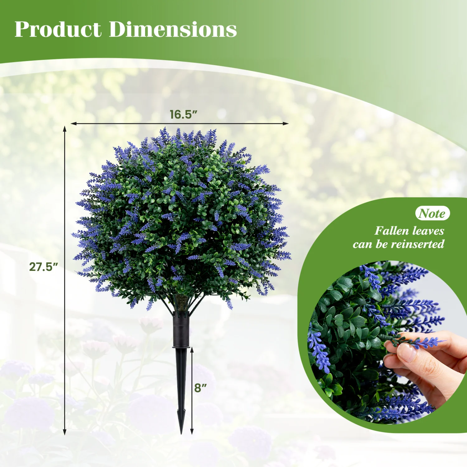 Artificial Topiary Ball Trees, 2 Pack, Lavender - Image 5