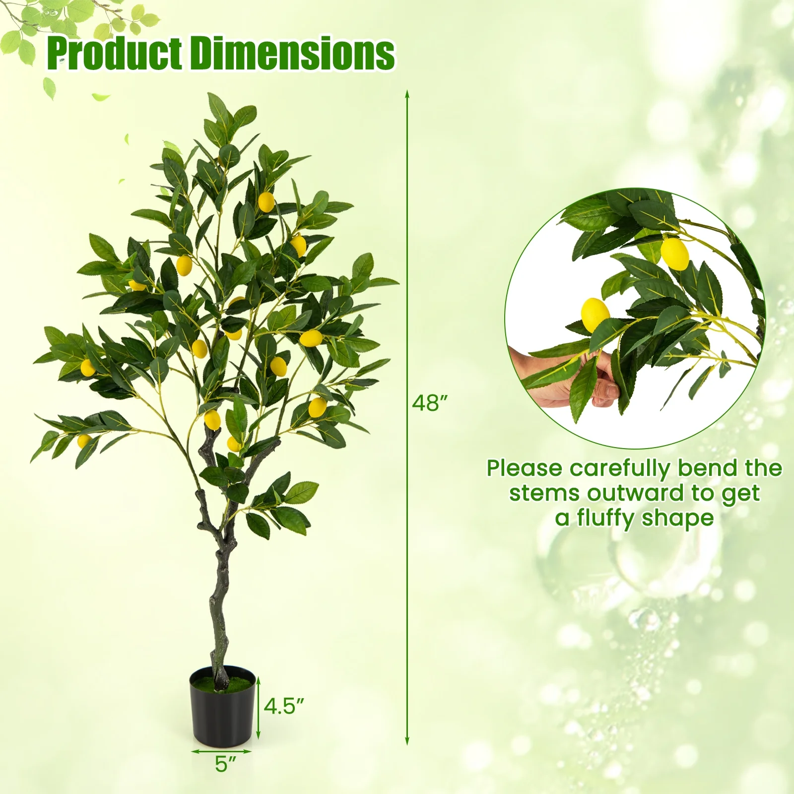 Artificial Lemon Tree, 4 ft, With Lemon Fruits - Image 5