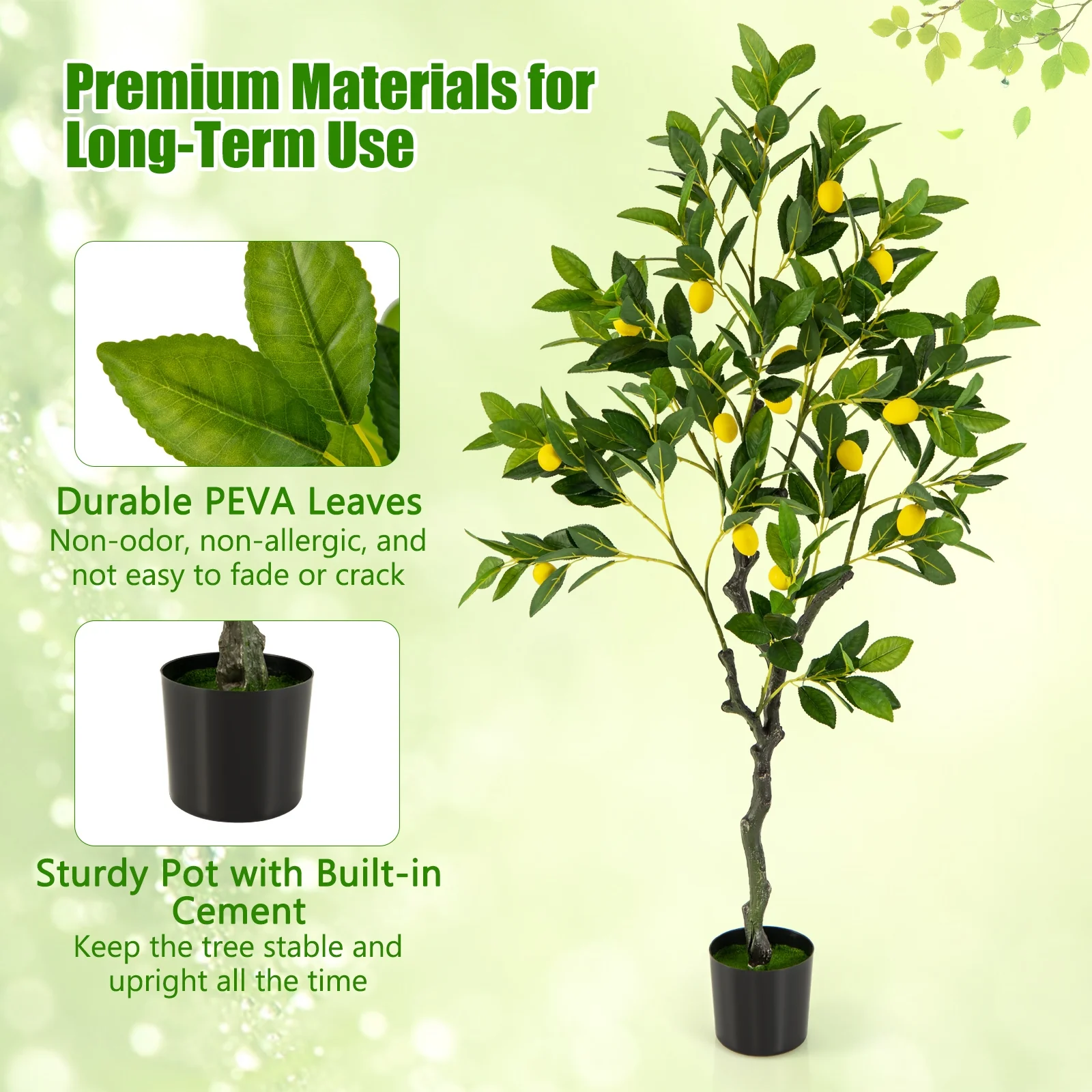 Artificial Lemon Tree, 4 ft, With Lemon Fruits - Image 8