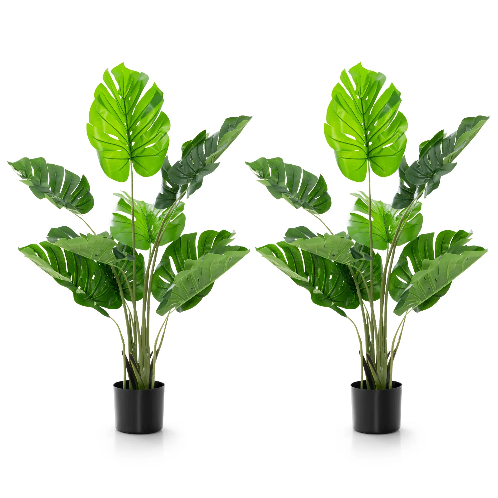 Artificial Monstera Deliciosa Tree, 2 Pack, 10 Leaves, Green - Image 4