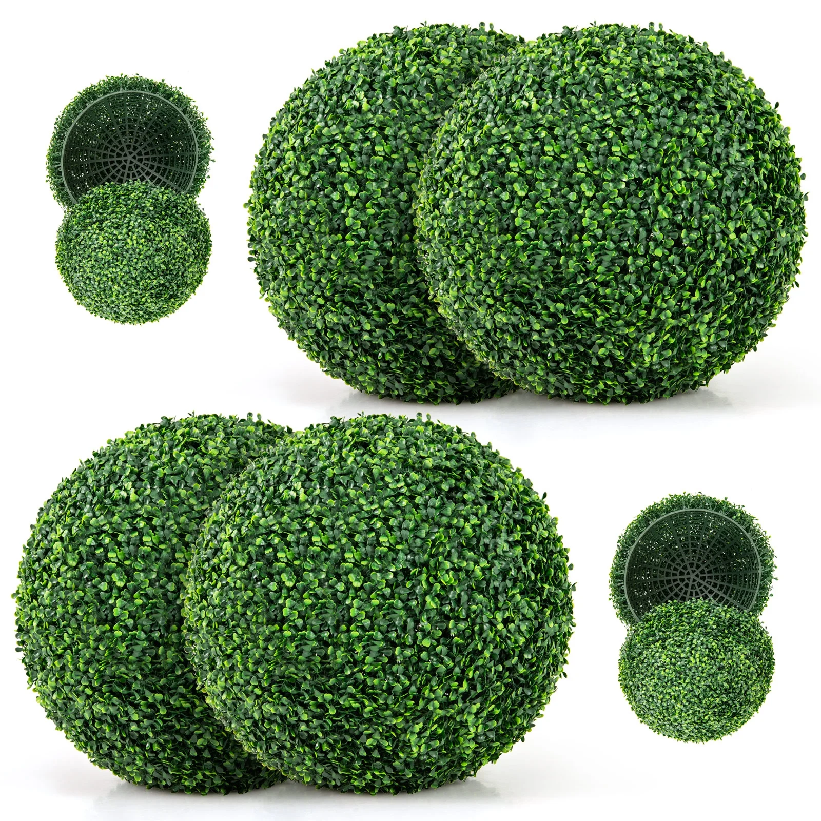 Artificial Plant Boxwood Topiary Ball, 16"/20", Patio Garden Decor - Image 4