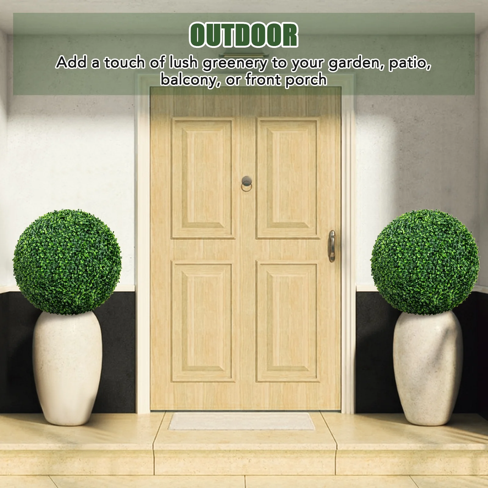 Artificial Plant Boxwood Topiary Ball, 16"/20", Patio Garden Decor - Image 6