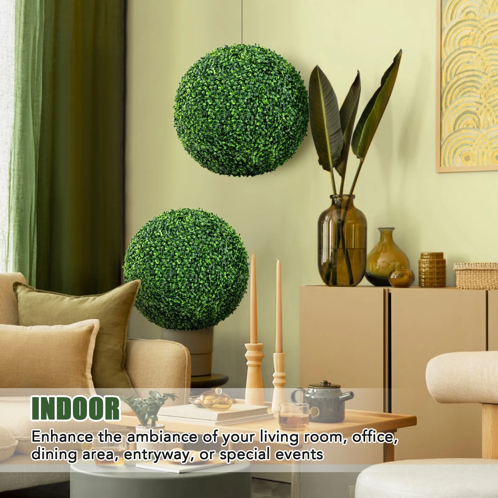 Artificial Plant Boxwood Topiary Ball, 16"/20", Patio Garden Decor - Image 7