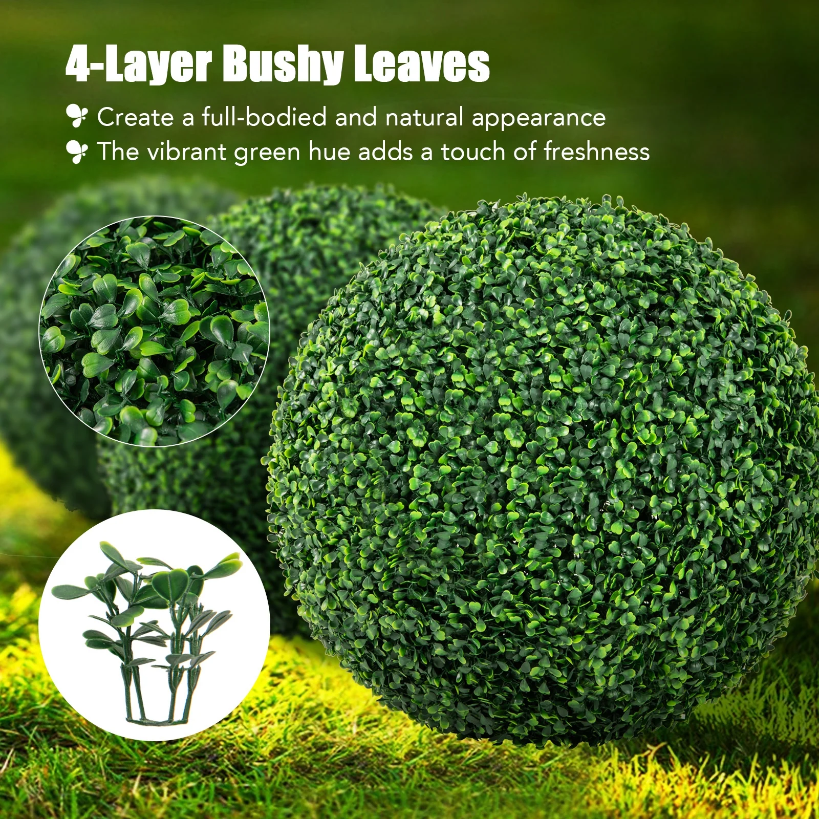 Artificial Plant Boxwood Topiary Ball, 16"/20", Patio Garden Decor - Image 8