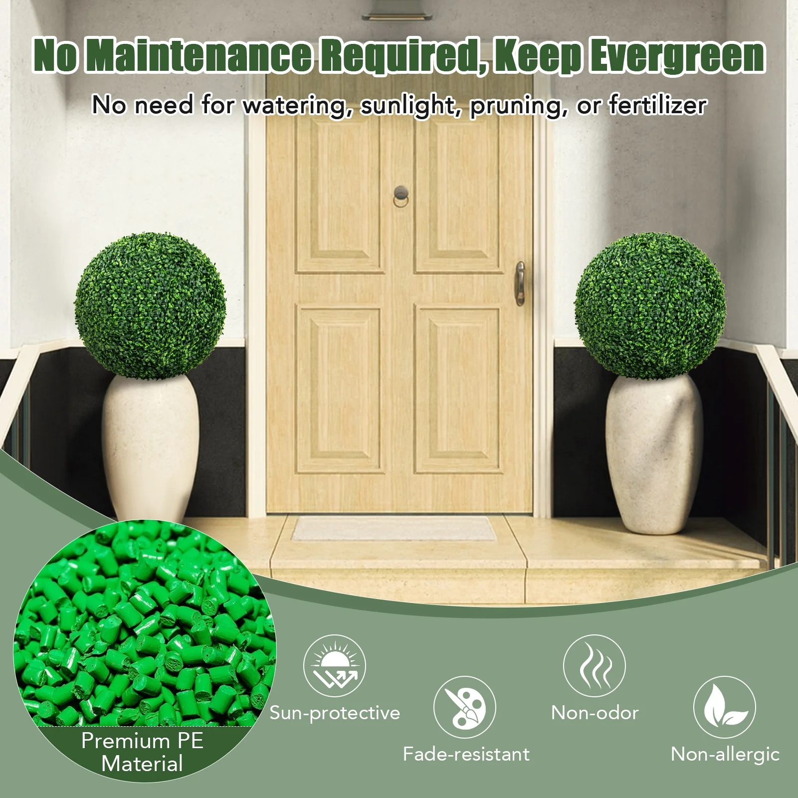 Artificial Plant Boxwood Topiary Ball, 16"/20", Patio Garden Decor - Image 9