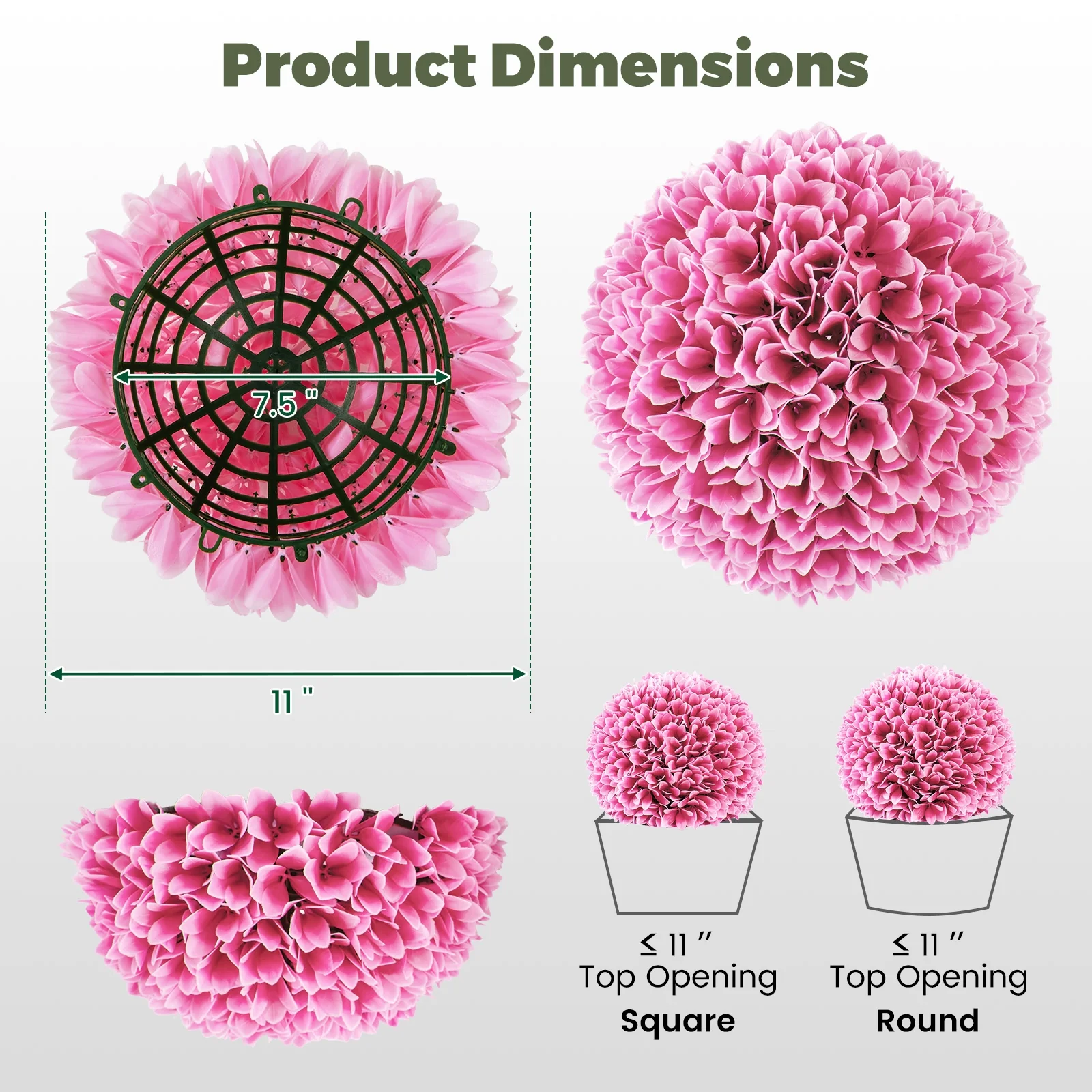Artificial Plant Topiary Balls, Faux Boxwood Decorative Balls, Pink - Image 5