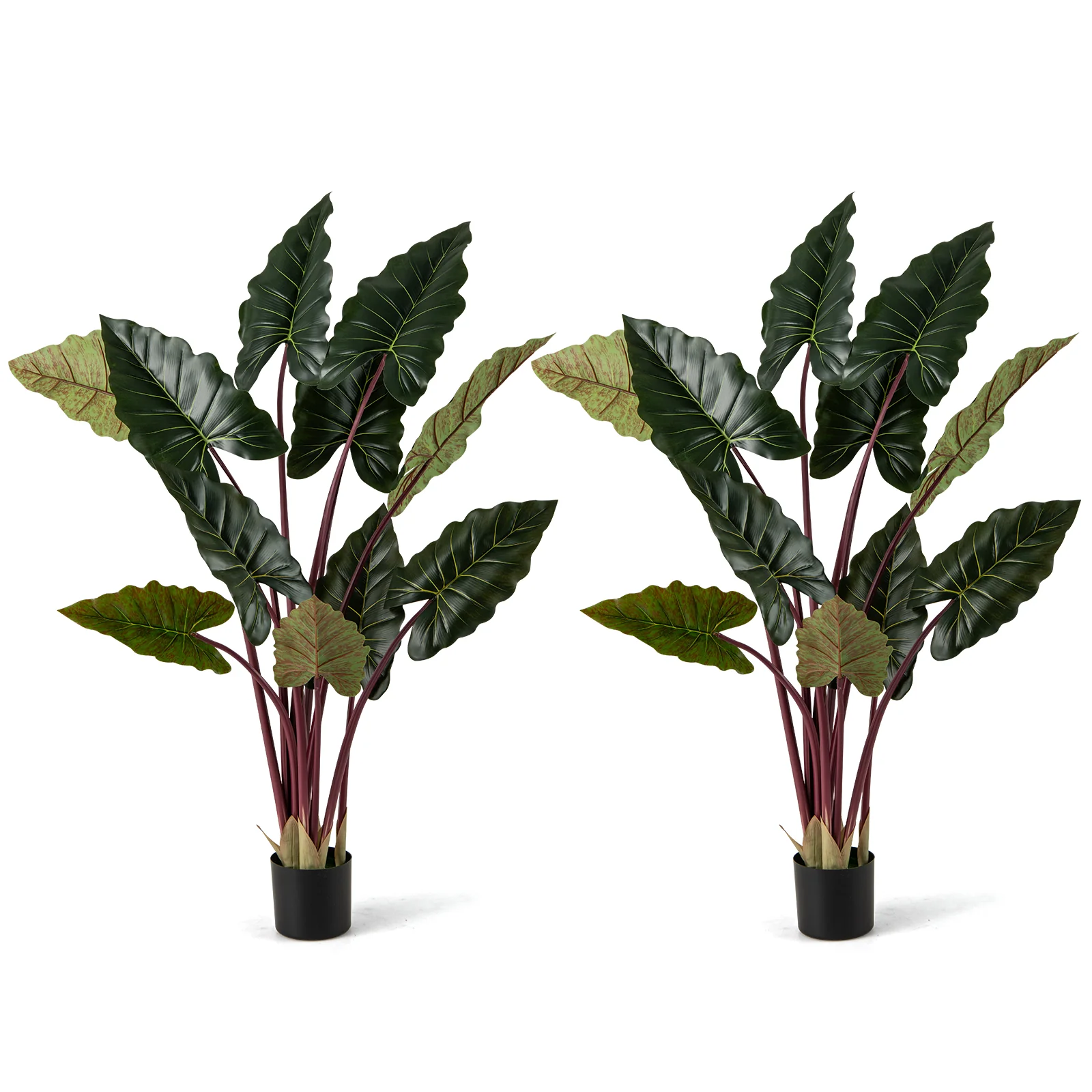 Artificial Rainbow Taro Tree 63" Tall with 11 Faux Leaves-2 Pack - Image 3