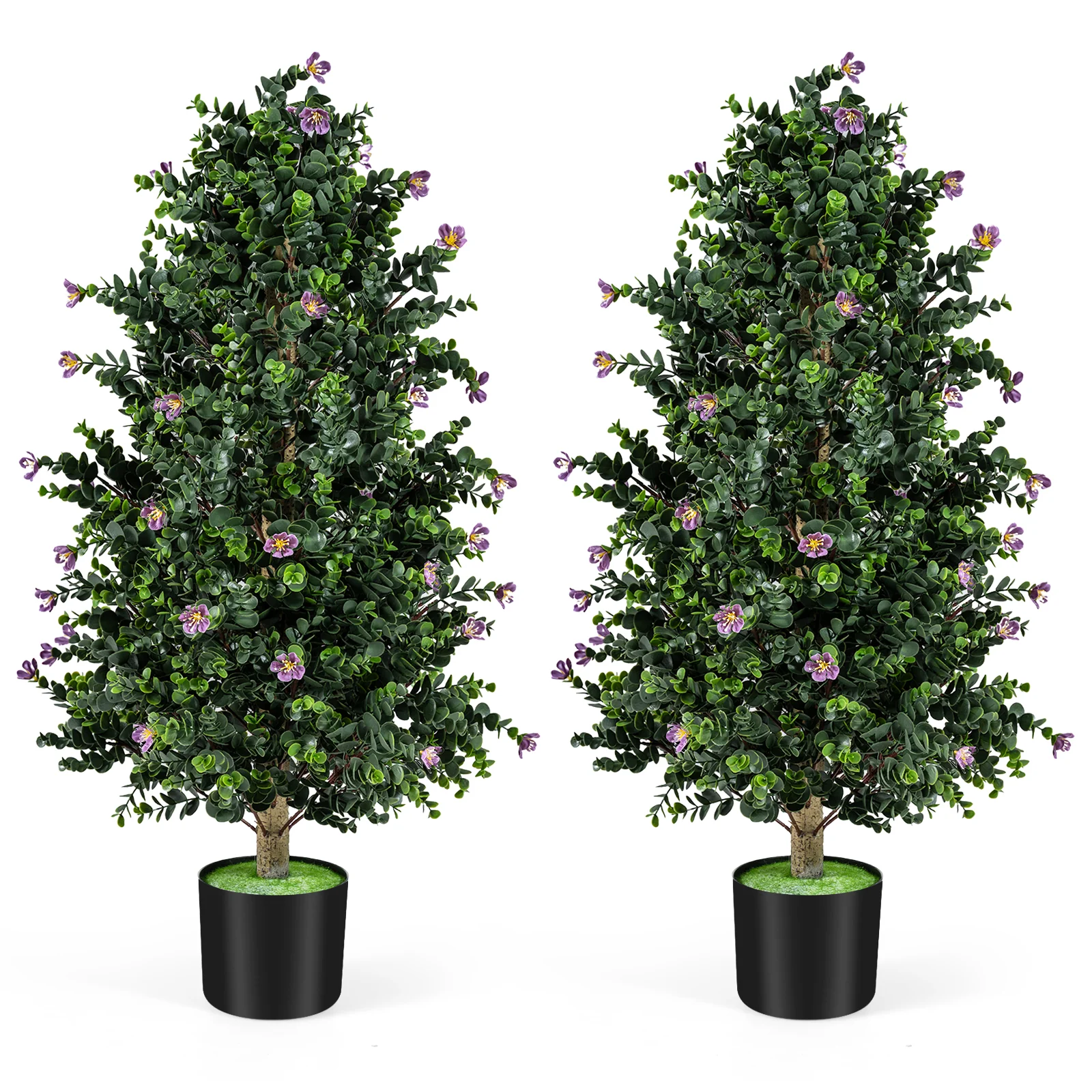 Artificial Topiary Cone Tree, 2 Pack, 49 Flowers, Purple - Image 4