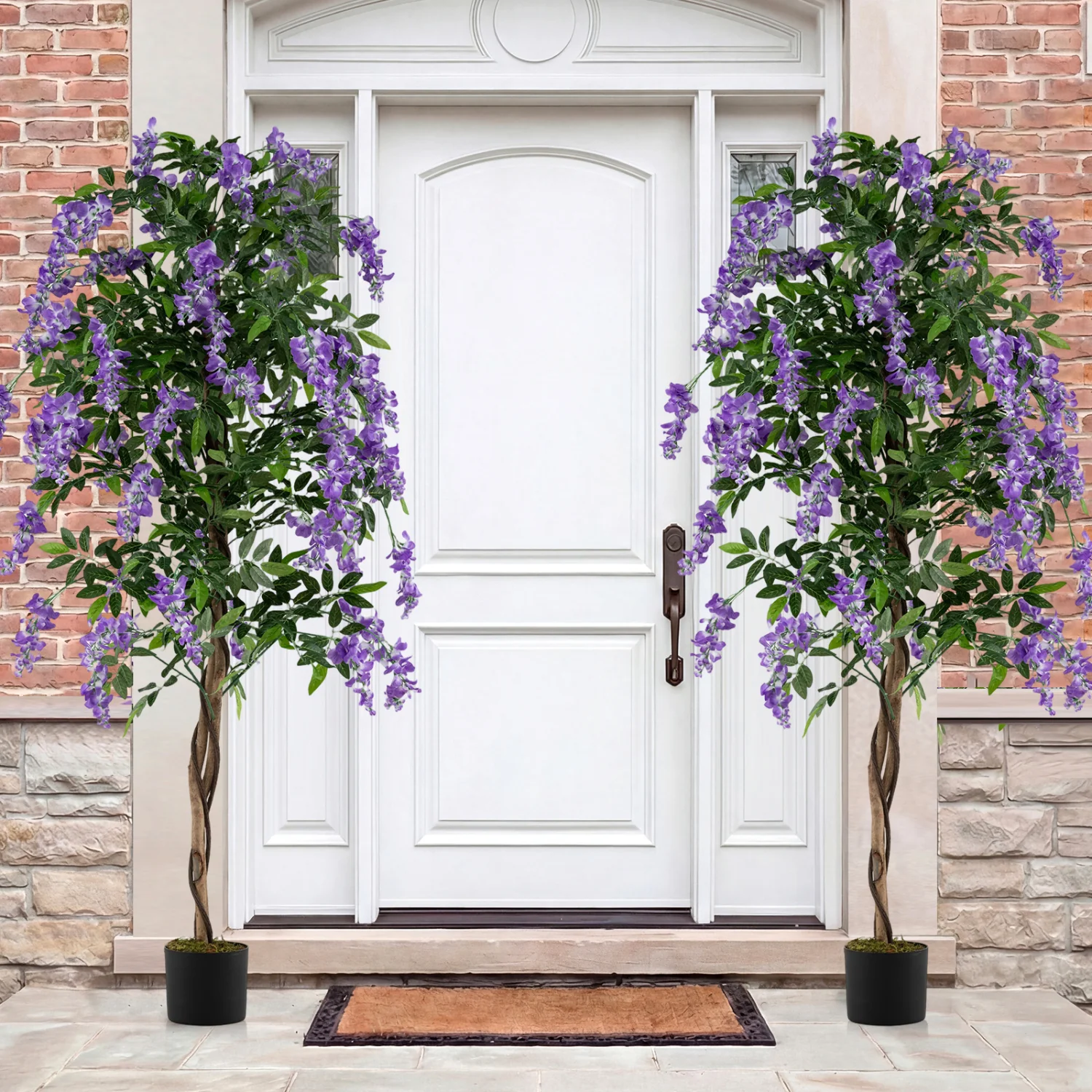 Artificial Wisteria Tree, 6 FT, With Natural Trunks And Lifelike Flowers, Purple - Image 2