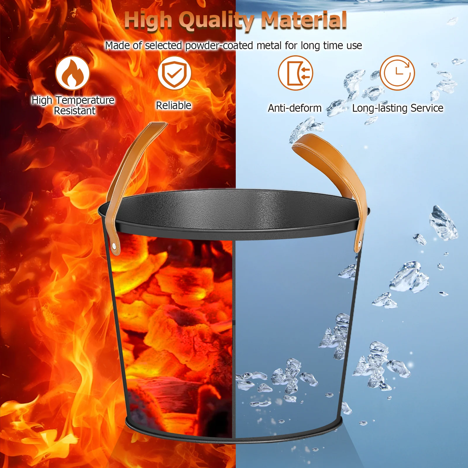 Ash Bucket Set of 2 Metal Coal Ash Can Set with 11.5 Gal and 8.5 Gal Bucket for Fireplace Fire Pits - Image 10