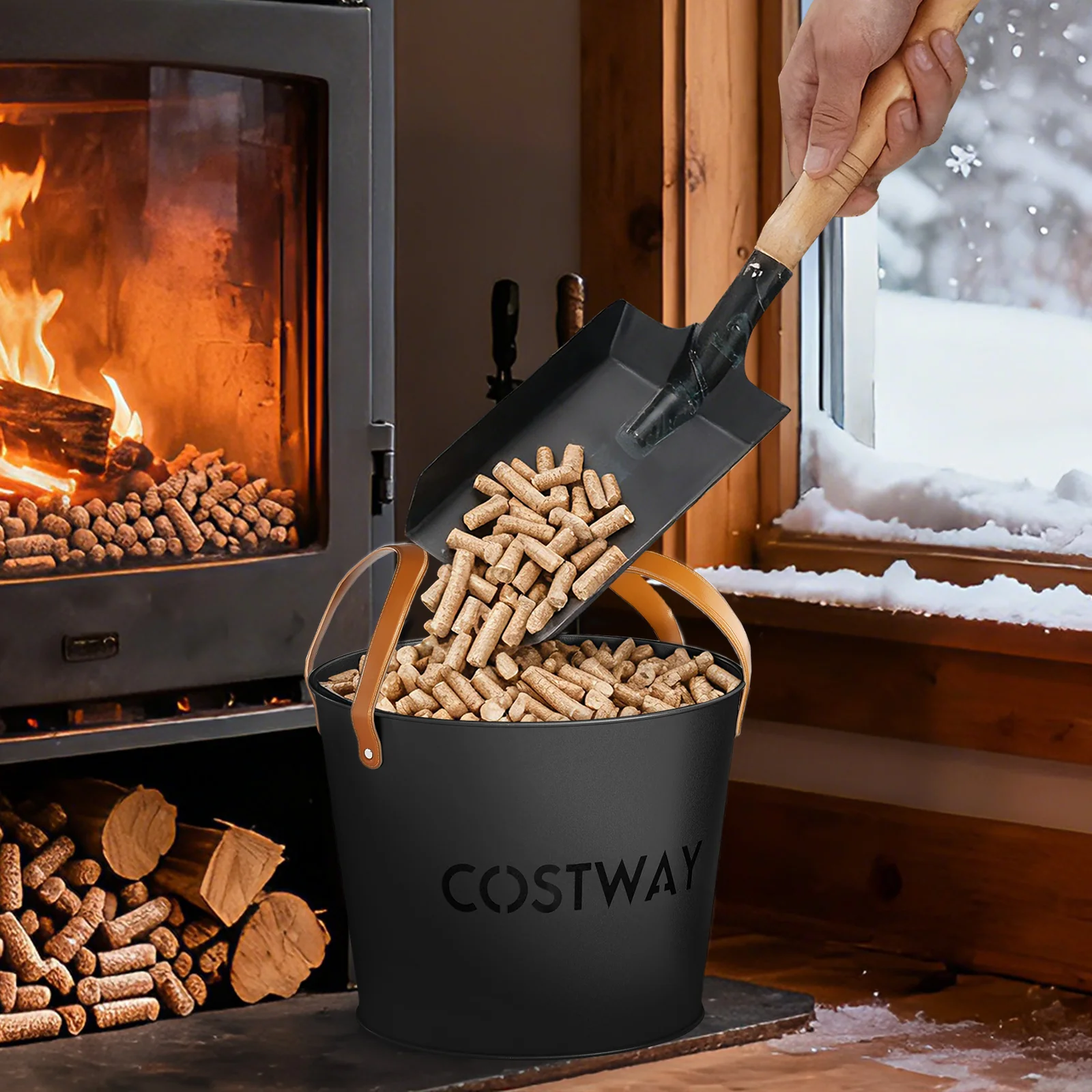 Ash Bucket Set of 2 Metal Coal Ash Can Set with 11.5 Gal and 8.5 Gal Bucket for Fireplace Fire Pits - Image 3