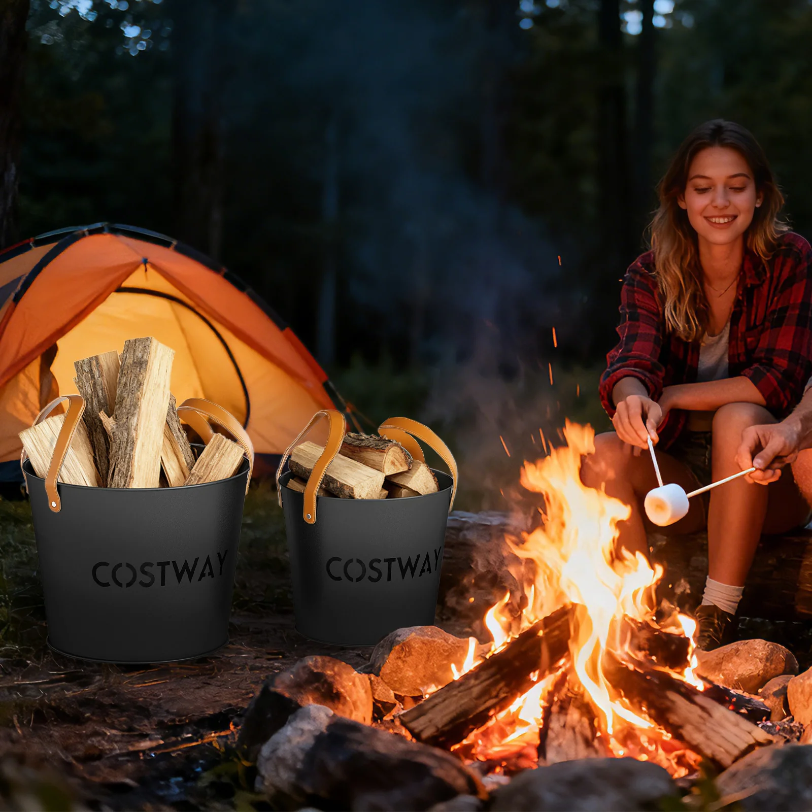 Ash Bucket Set of 2 Metal Coal Ash Can Set with 11.5 Gal and 8.5 Gal Bucket for Fireplace Fire Pits - Image 7