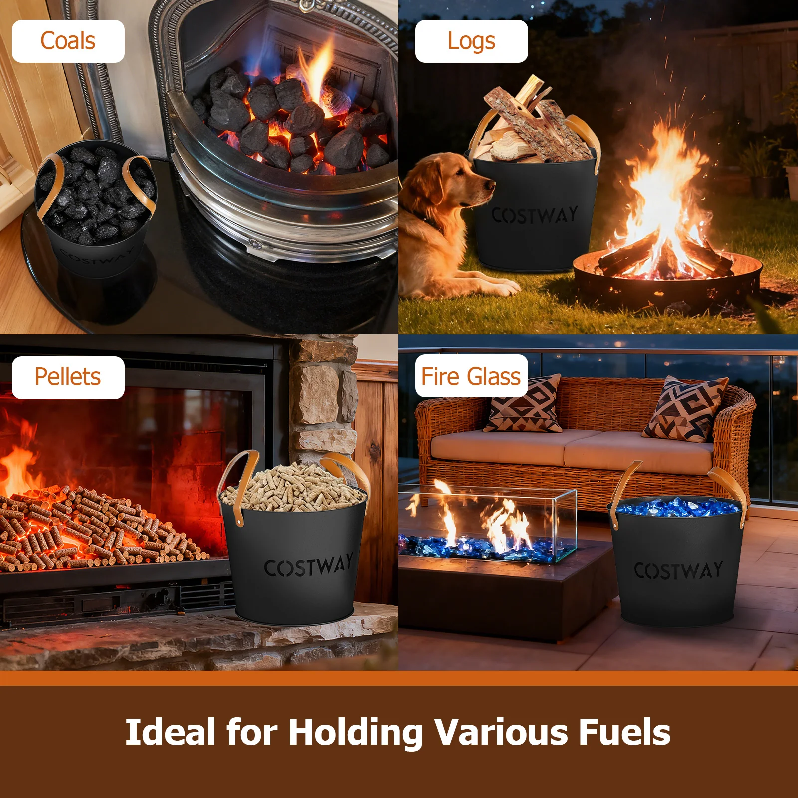 Ash Bucket Set of 2 Metal Coal Ash Can Set with 11.5 Gal and 8.5 Gal Bucket for Fireplace Fire Pits - Image 9