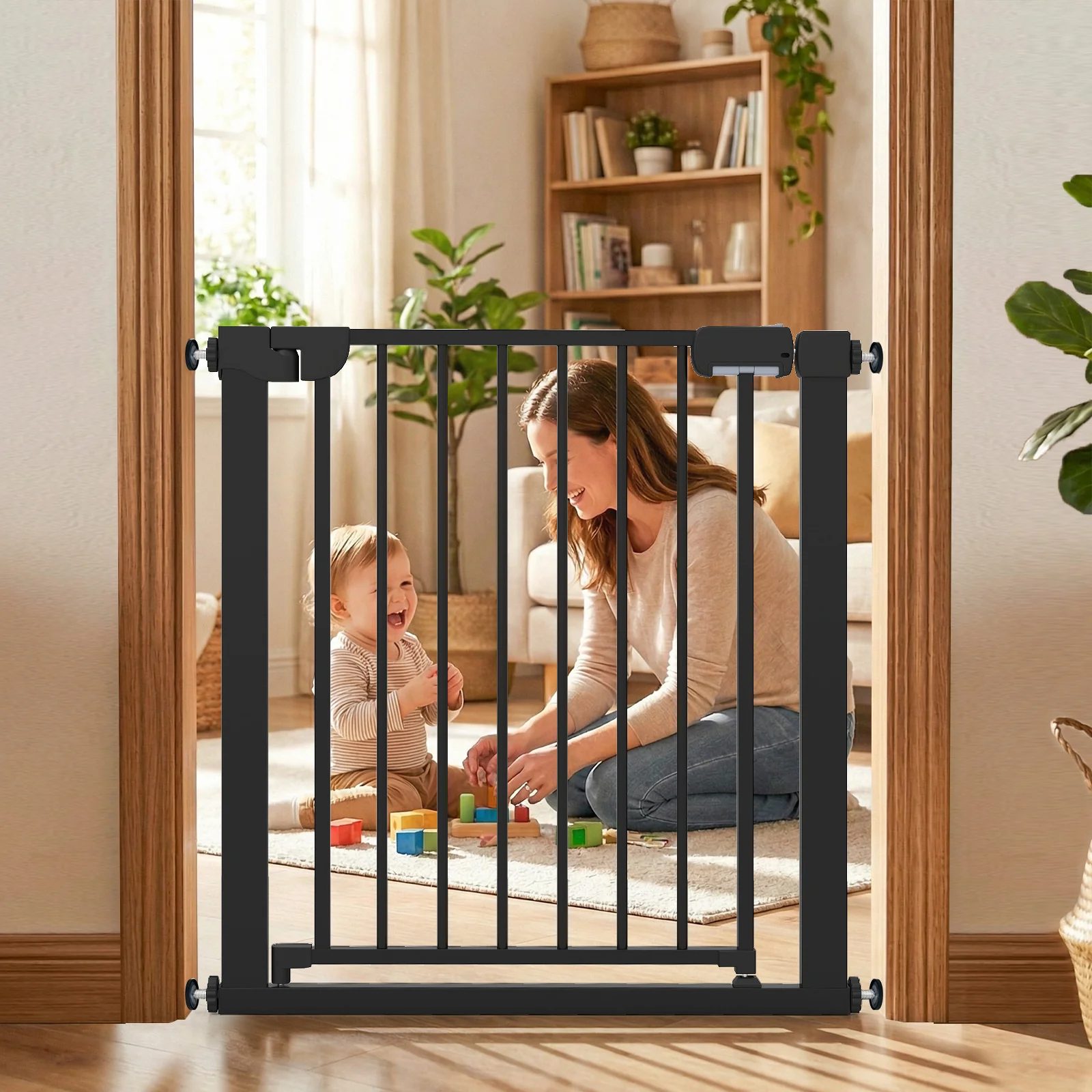Auto-Close Baby Gate, Pressure Mounted, Black - Image 2