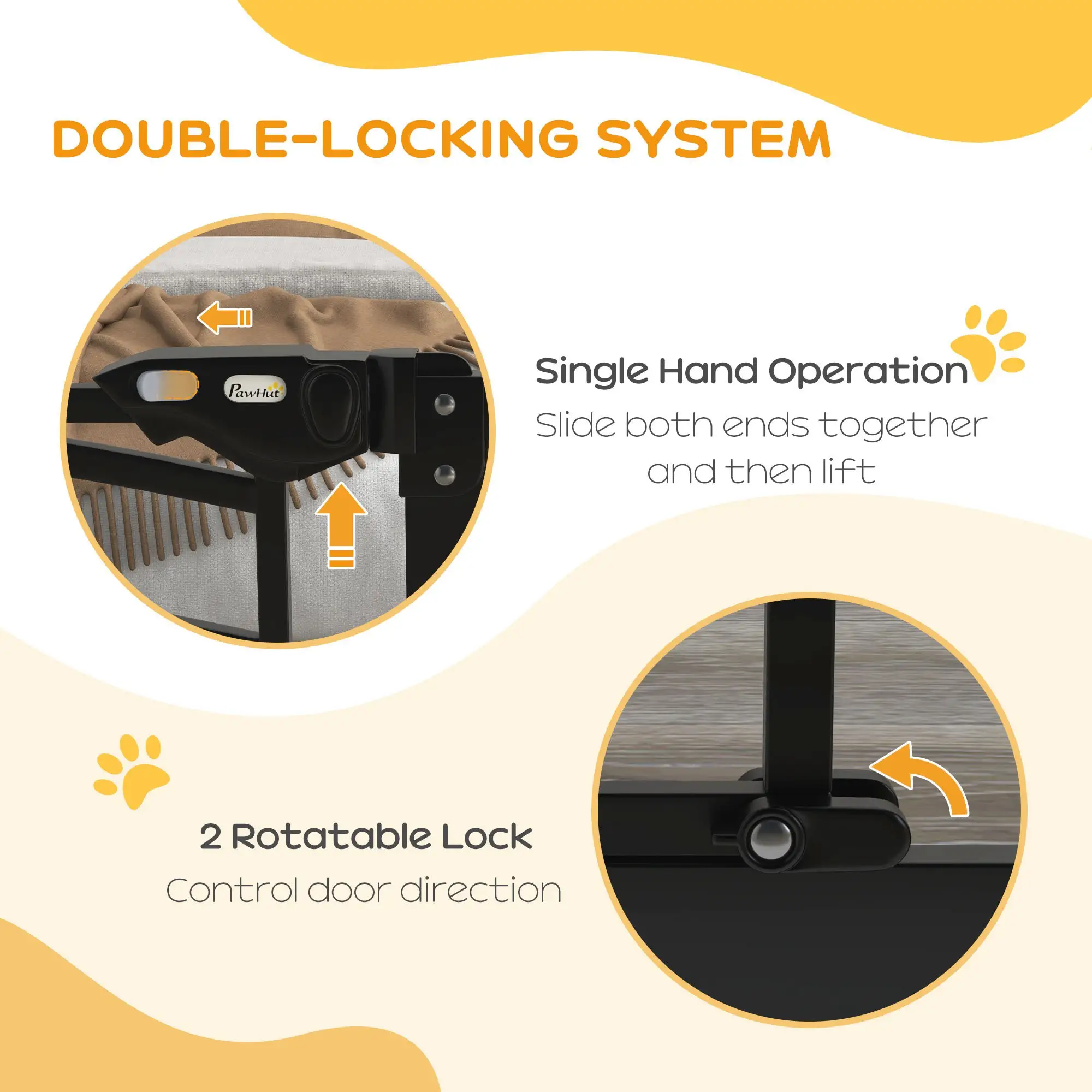 Auto-Close Pet Gate with Cat Door, Double Locking, Fits 29"-31.5" Wide, Black - Image 5