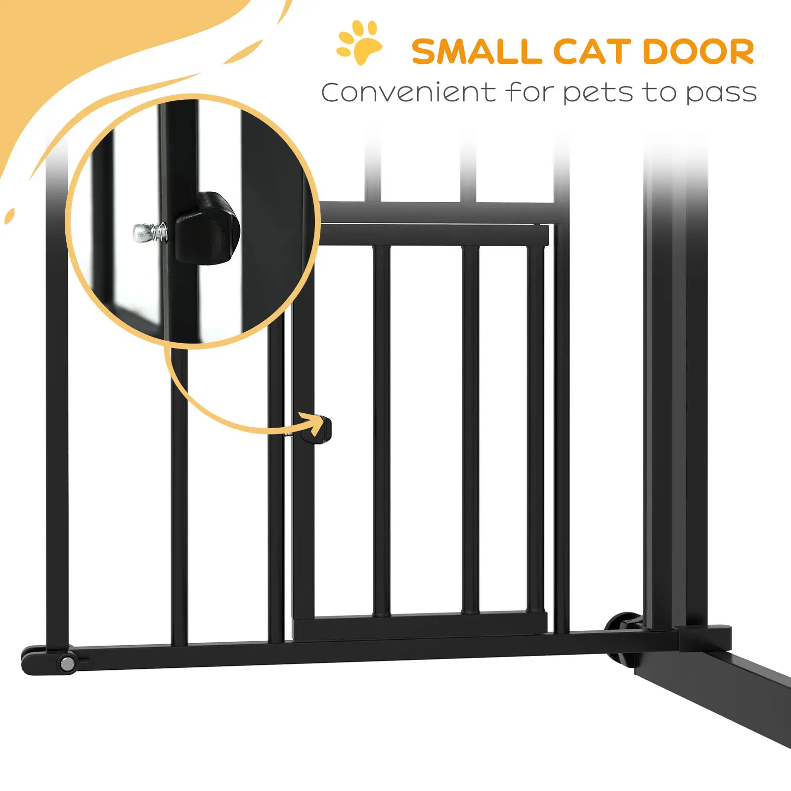 Auto-Close Pet Gate with Cat Door, Double Locking, Fits 29"-31.5" Wide, Black - Image 9