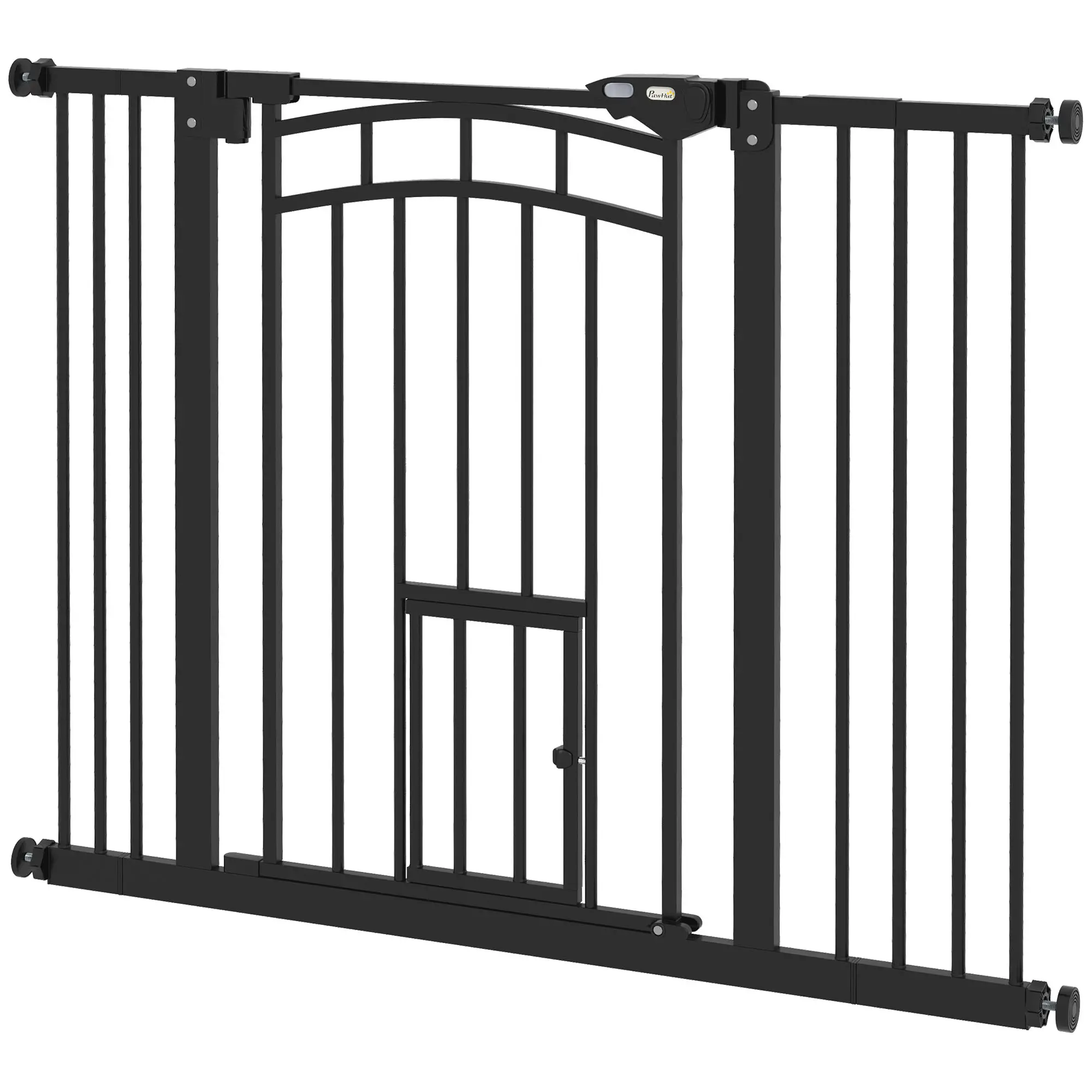 Auto-Close Pet Gate With Cat Door, Double Locking, Fits 29"-39.4" Wide, Black