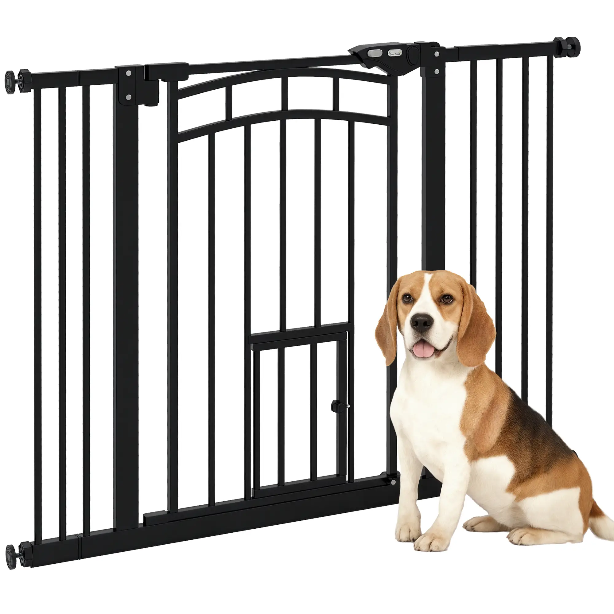 Auto-Close Pet Gate With Cat Door, Double Locking, Fits 29"-39.4" Wide, Black - Image 11