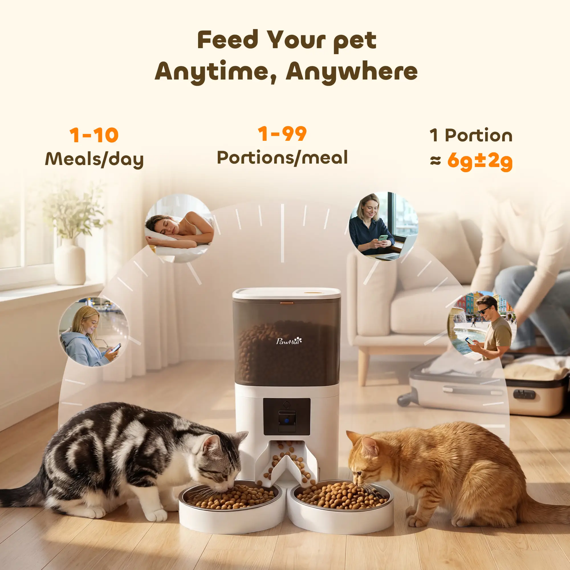 Automatic Cat Feeder, 6L, HD Camera, WiFi App Control - Image 4