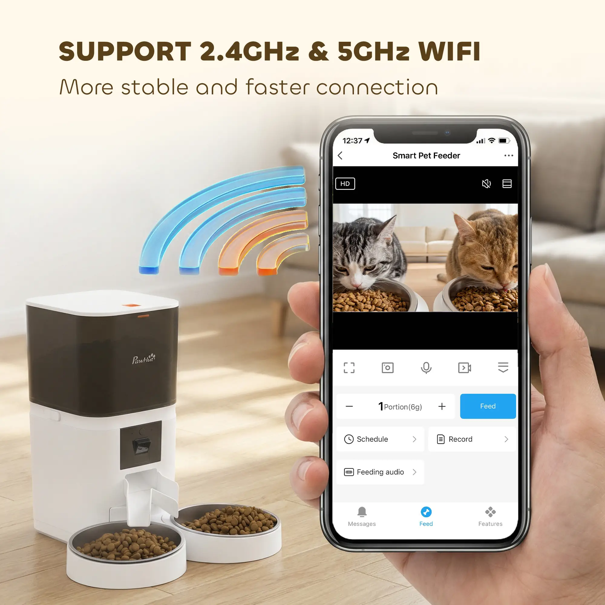 Automatic Cat Feeder, 6L, HD Camera, WiFi App Control - Image 7