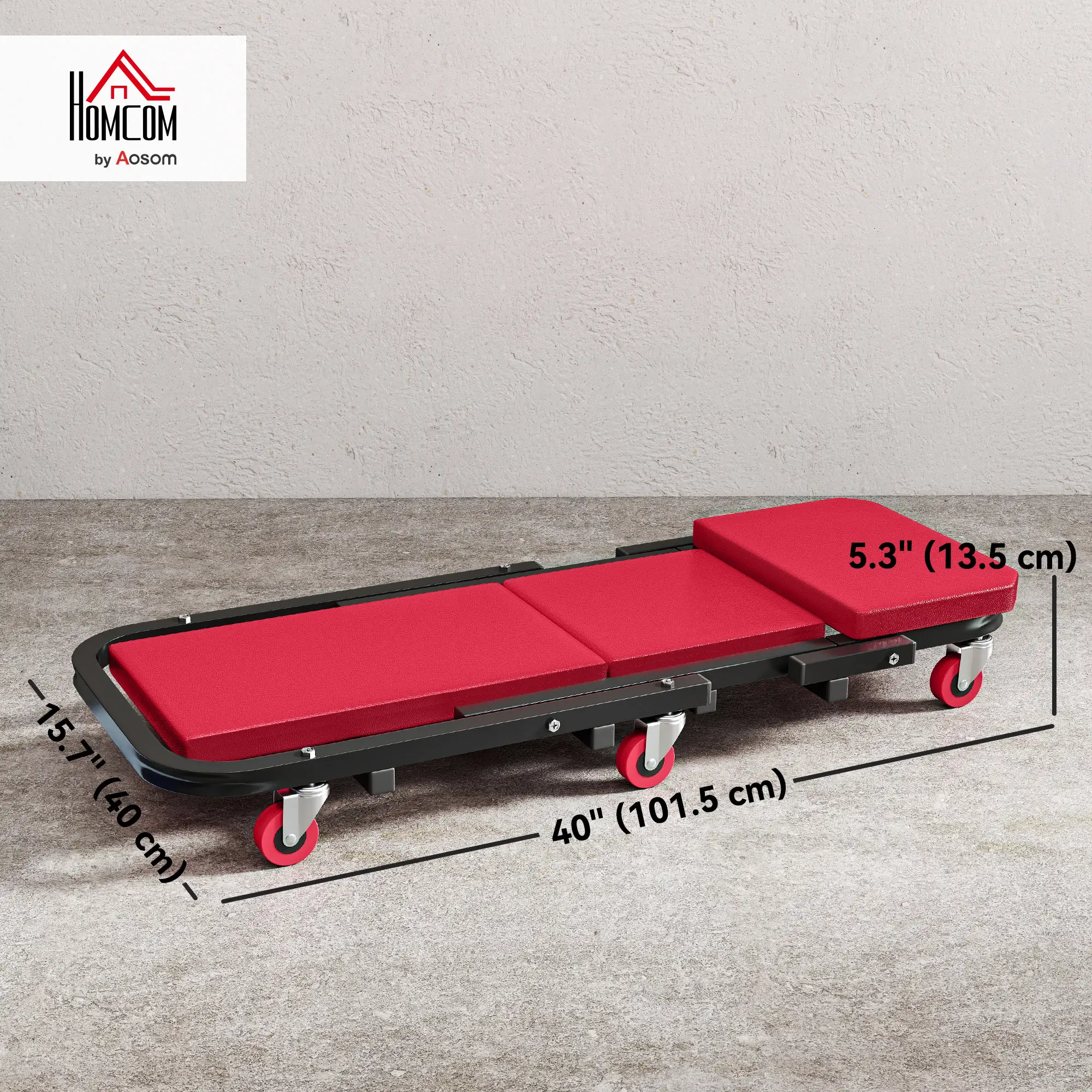 Automotive Z Creeper Seat, 330 lbs Rolling Garage Mechanic Creeper Stool, Red - Image 3