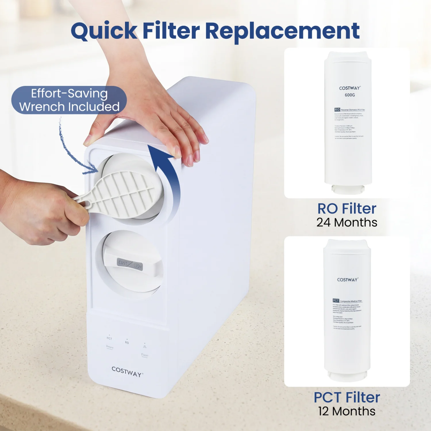 AW-RB05 Alkaline PH+ Reverse Osmosis Water Filter 600 GPD Tankless Under-Sink RO System, Black - Image 9
