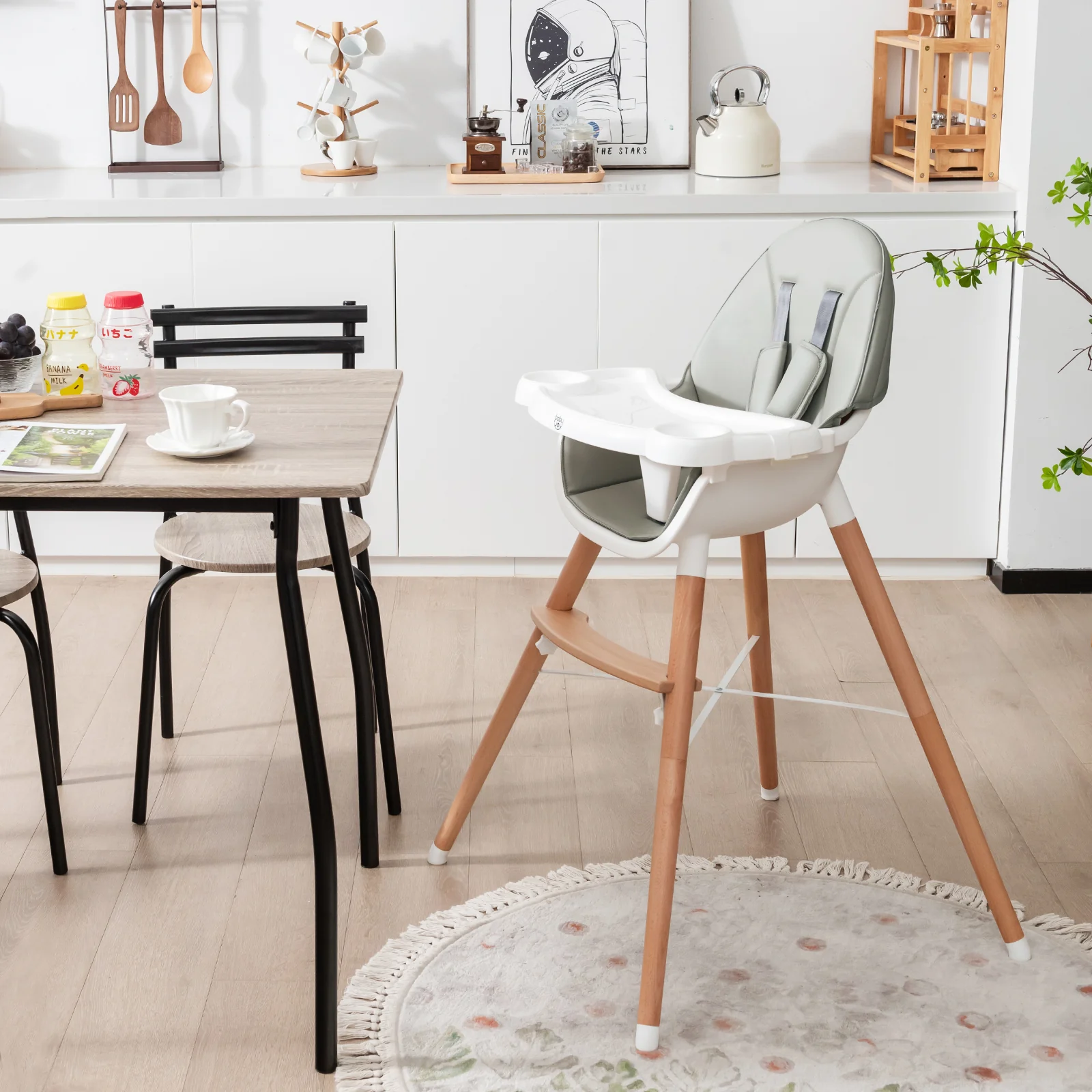 Baby High Chair, Dishwasher Safe Tray, Gray - Image 2