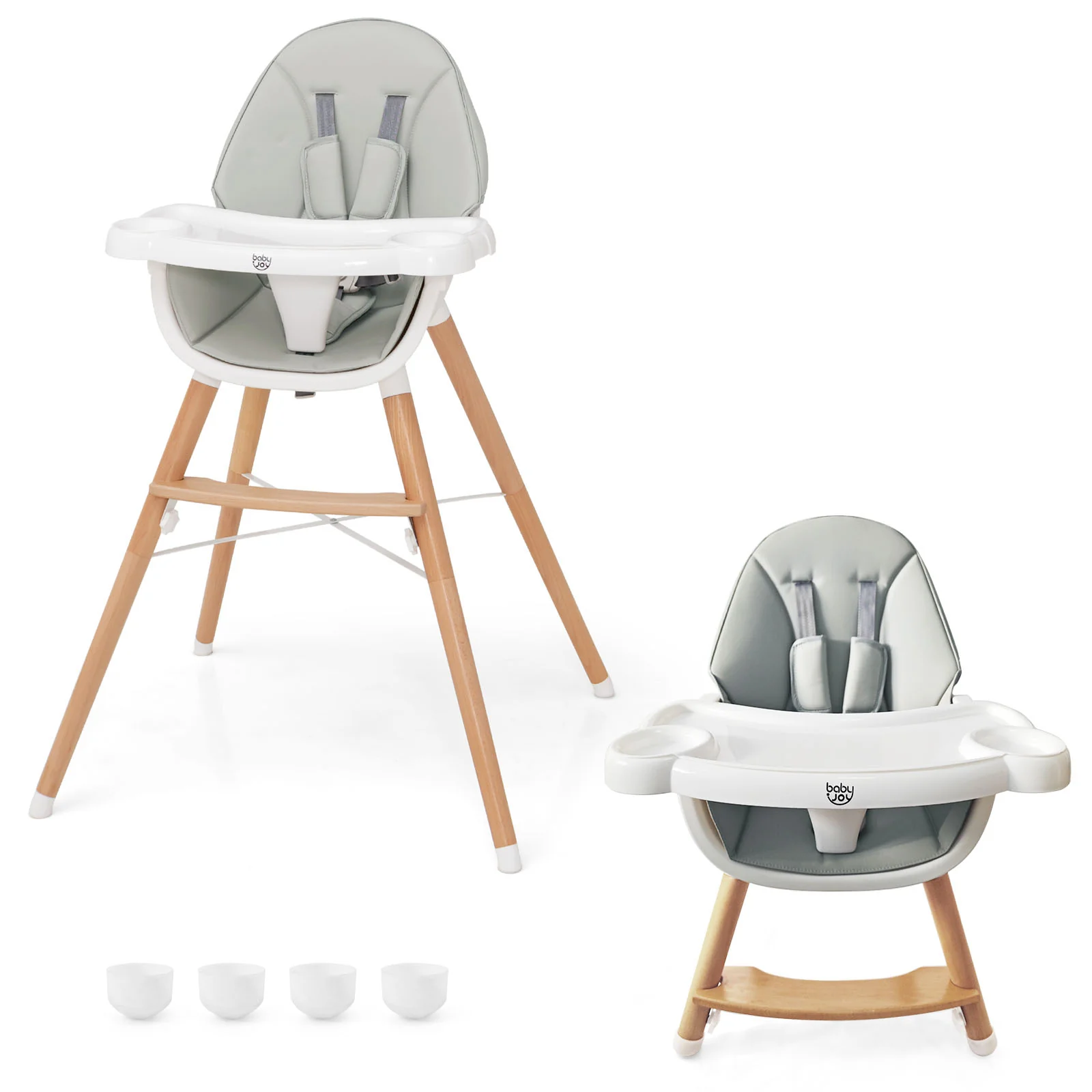 Baby High Chair, Dishwasher Safe Tray, Gray - Image 5