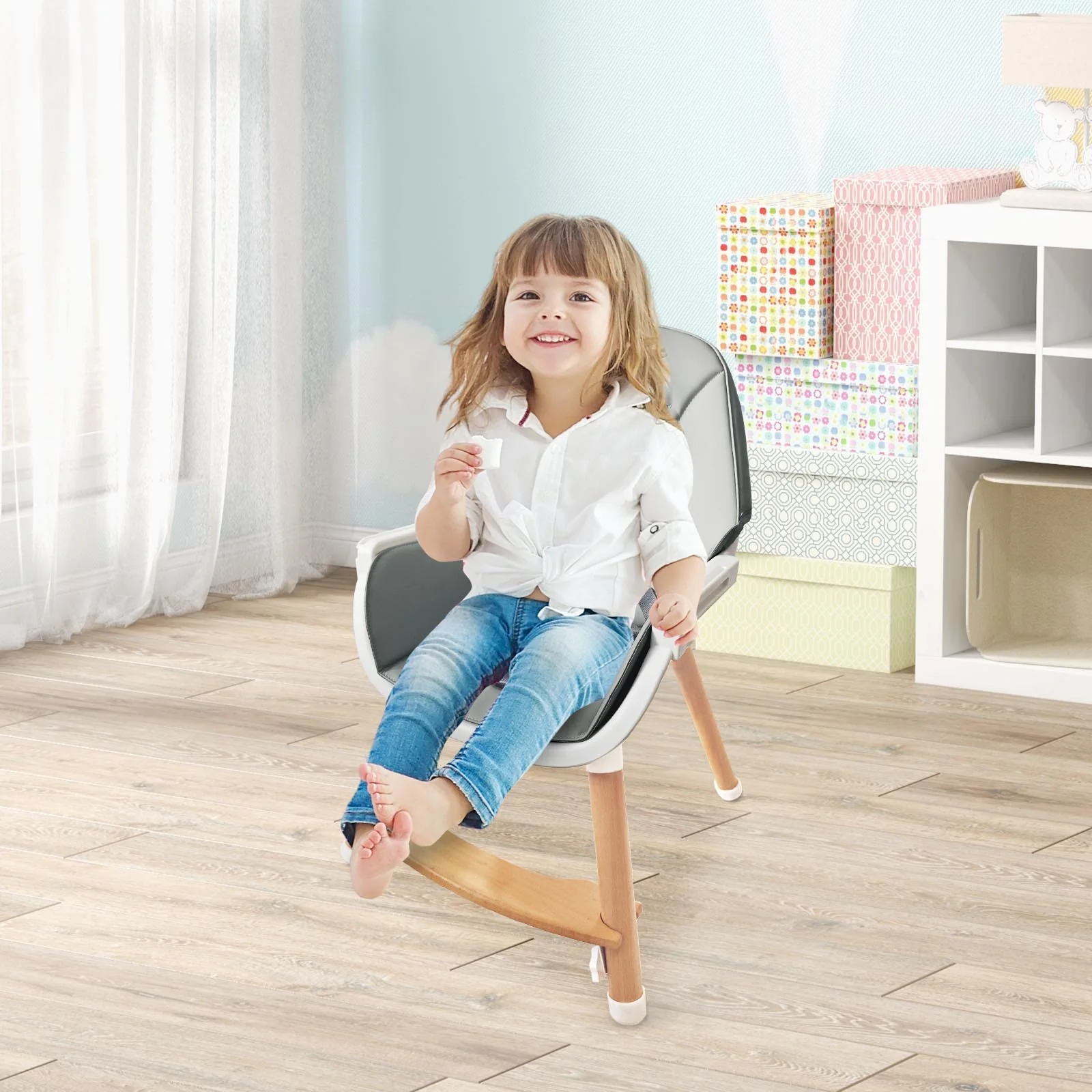Baby High Chair, Dishwasher Safe Tray, Gray - Image 8