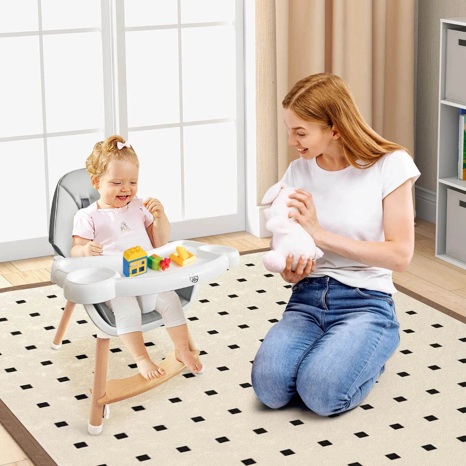 Baby High Chair, Dishwasher Safe Tray, Gray - Image 9