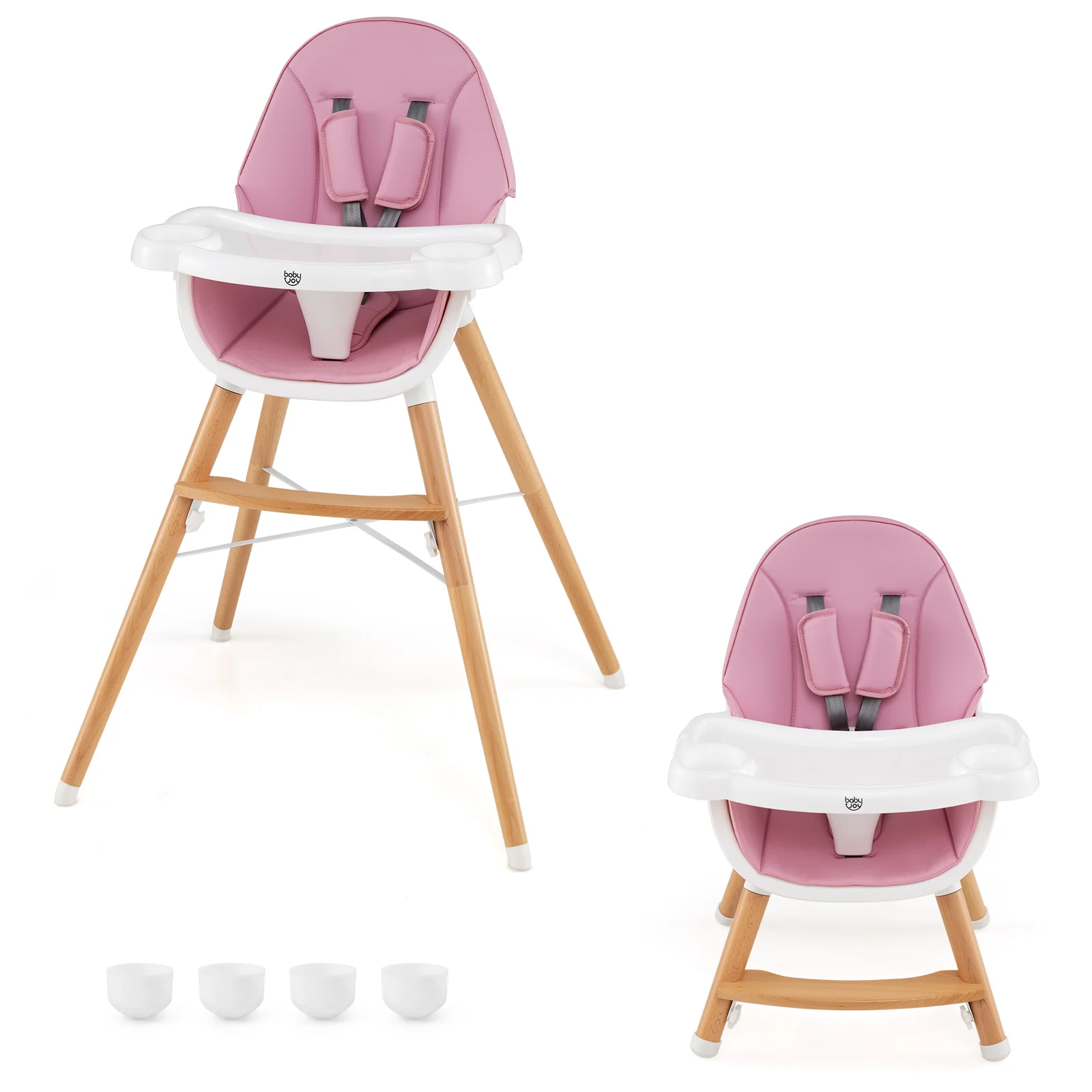 Baby High Chair With Dishwasher Safe Tray, Pink