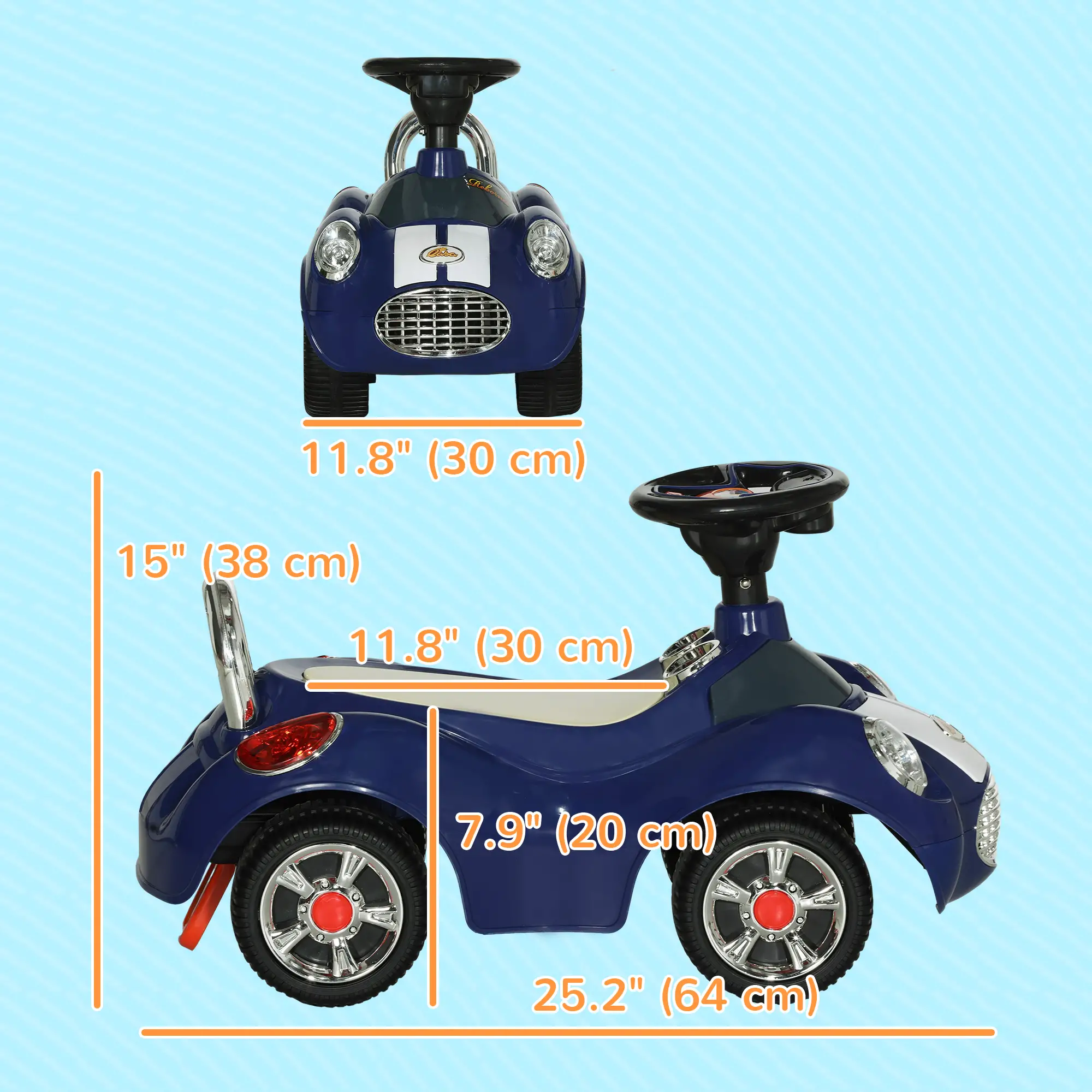 Baby Push Car, Music Horn Light, Dark Blue - Image 3