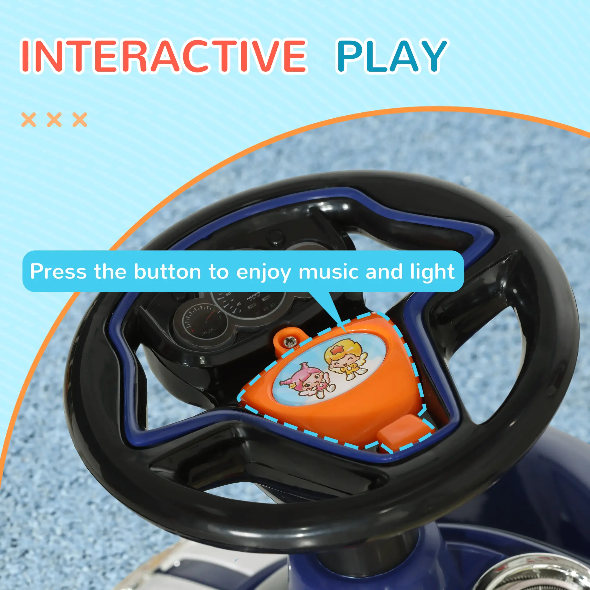 Baby Push Car, Music Horn Light, Dark Blue - Image 5