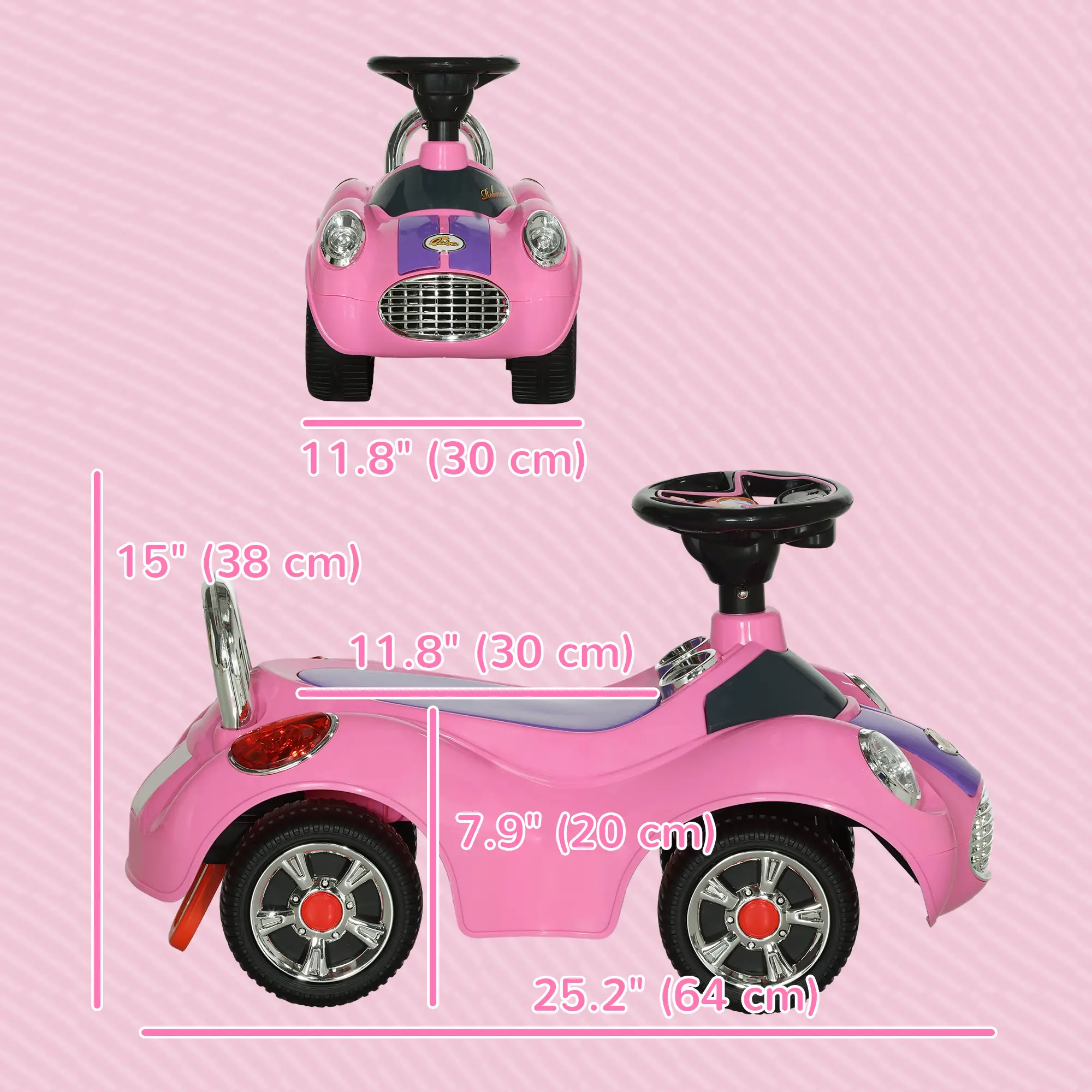 Baby Push Car With Music, Horn, Light, Pink - Image 3