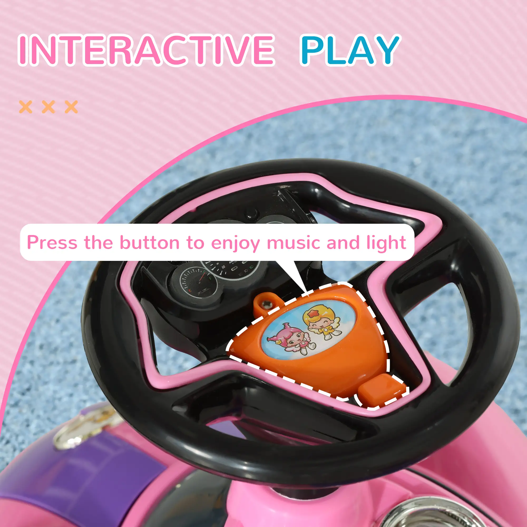 Baby Push Car With Music, Horn, Light, Pink - Image 5
