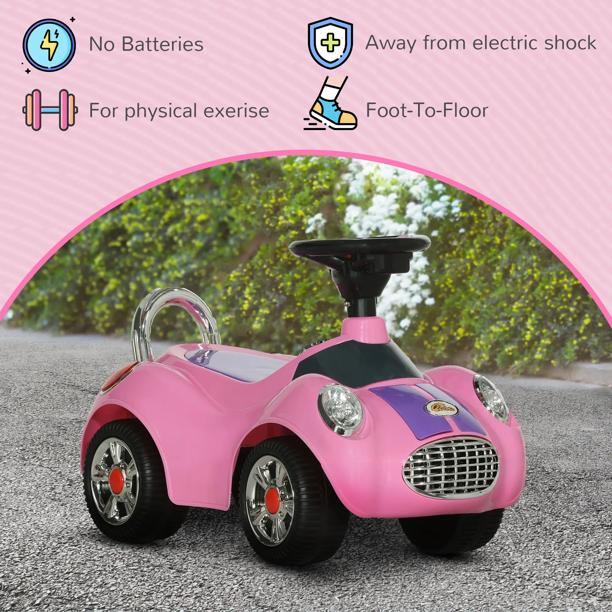 Baby Push Car With Music, Horn, Light, Pink - Image 6