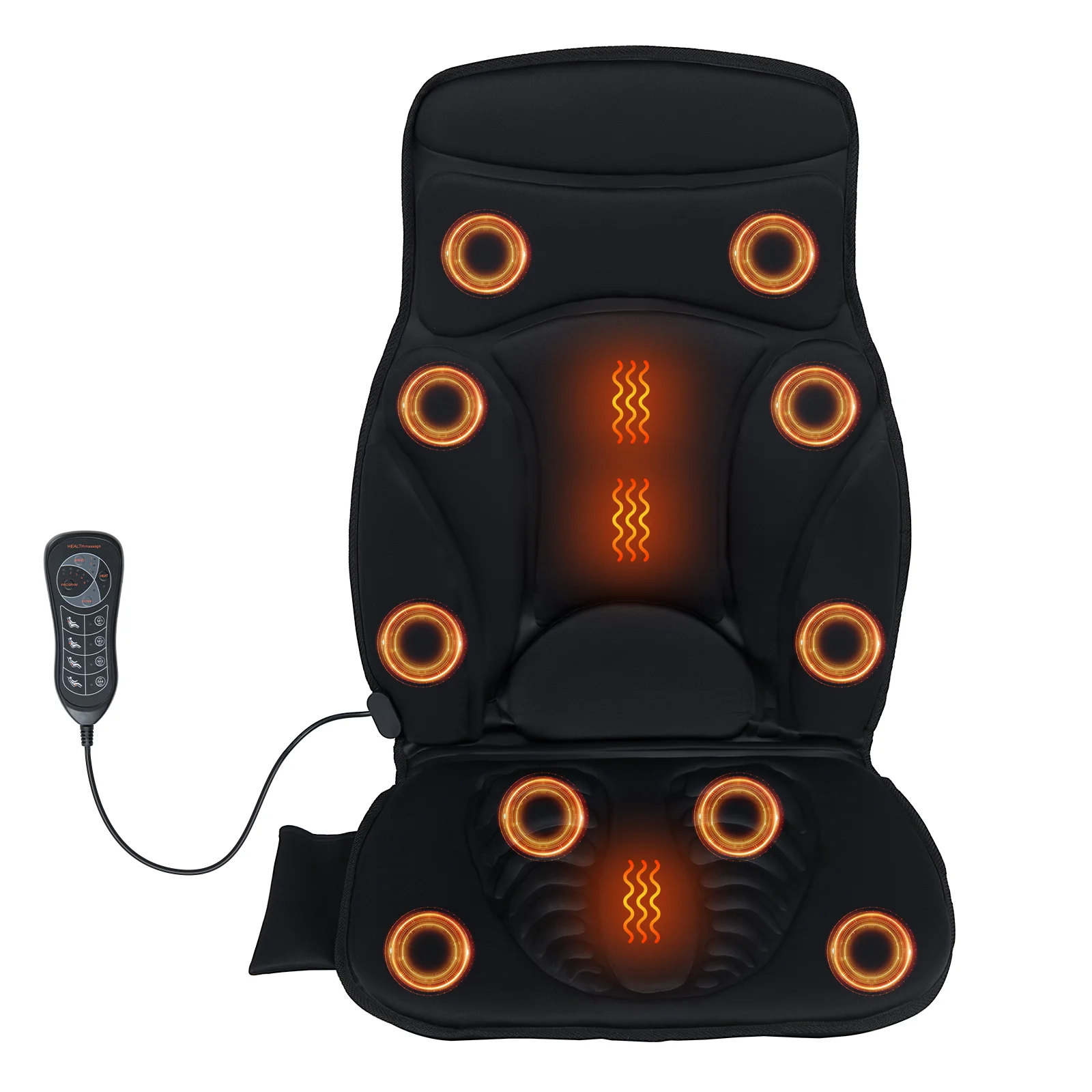 Back Massager Seat Cushion with Heat and 10 Vibration Motors for Pain Relief, Black - Image 4
