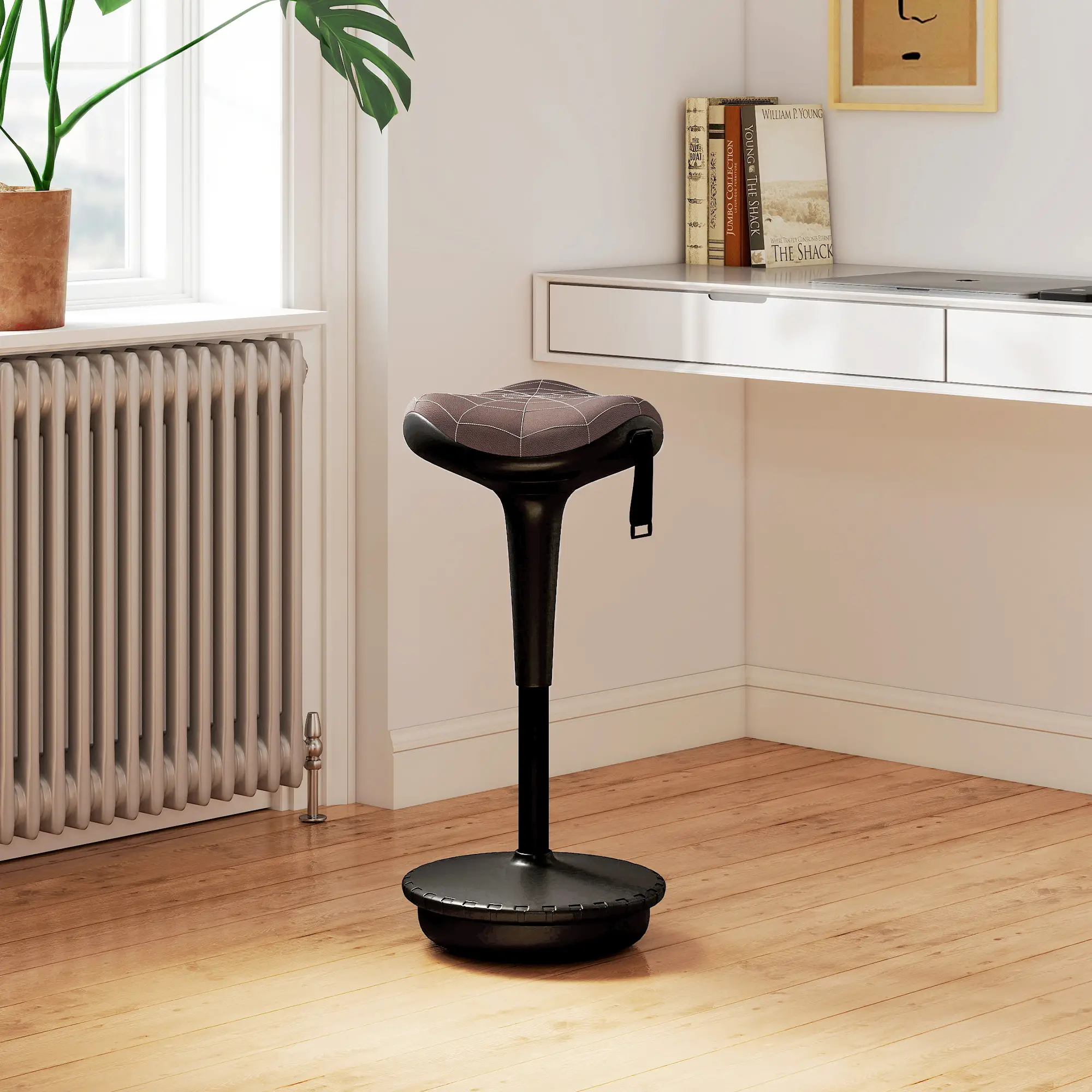 Backless Wobble Stool, Adjustable Standing Desk Chair, Brown - Image 2