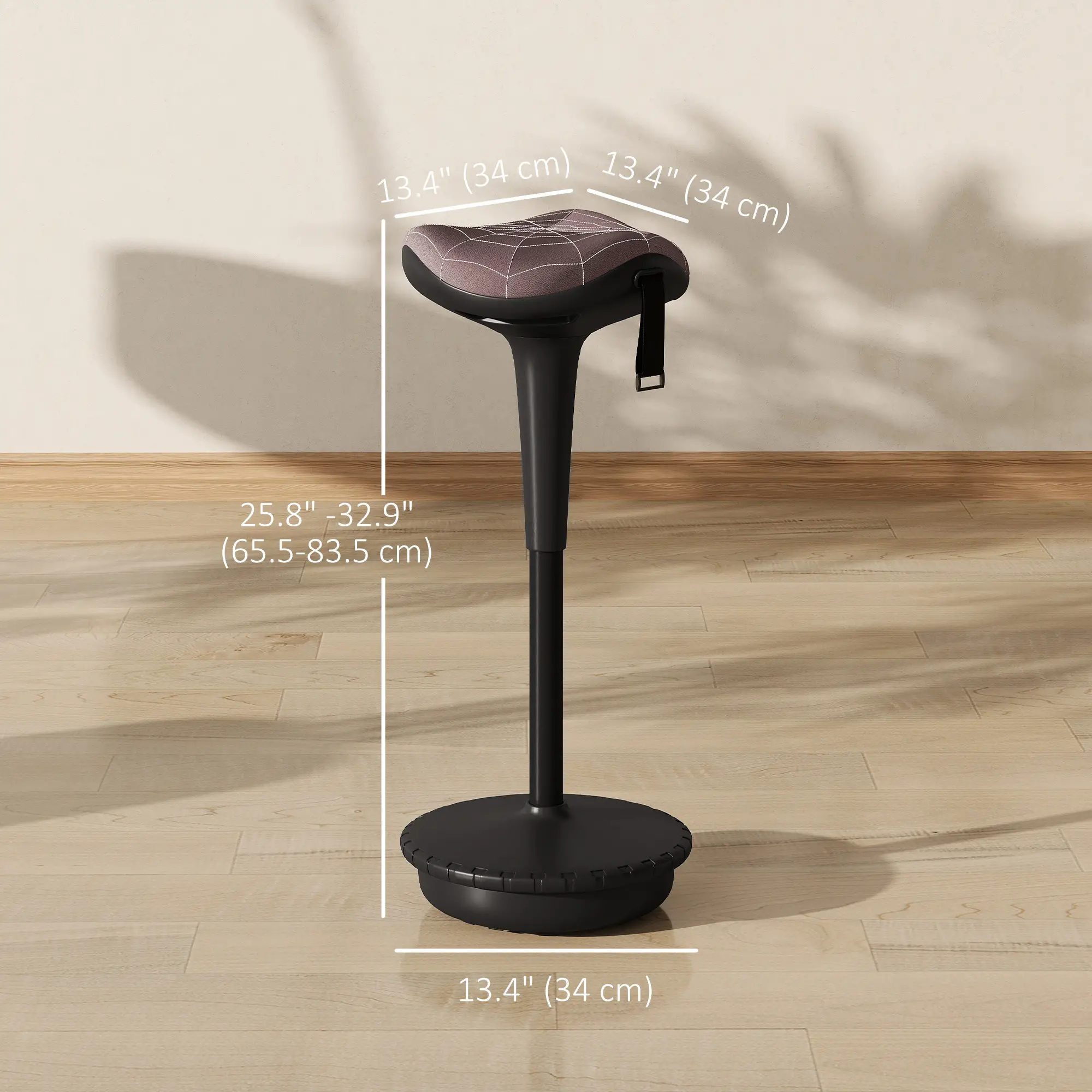 Backless Wobble Stool, Adjustable Standing Desk Chair, Brown - Image 3
